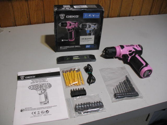 DEKO 8 Volt Cordless Drill with 50 Piece Accessories, BRAND NEW