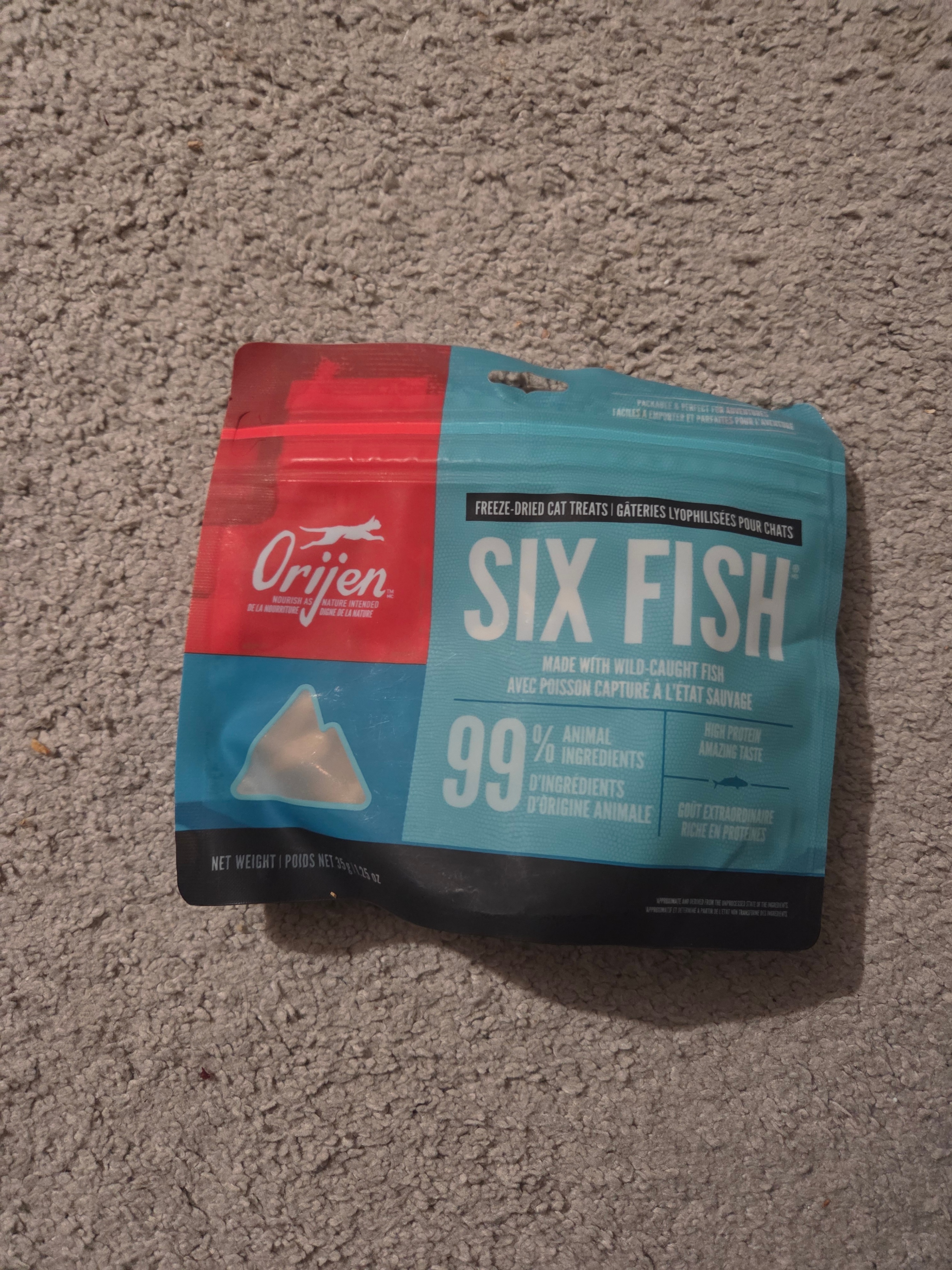 ORIJEN Six Fish Freeze-Dried Cat Treats 35g New/Sealed