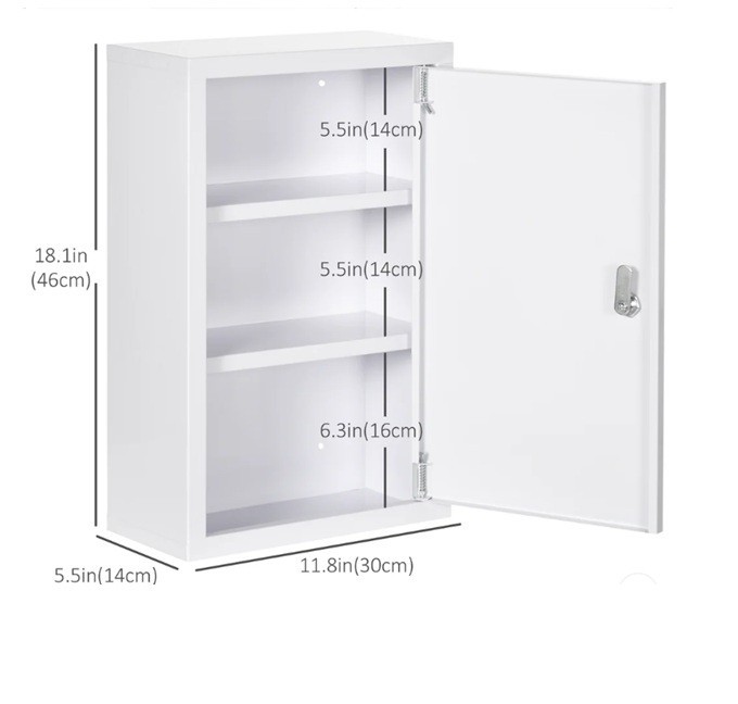 Brand New 3 Tier Steel Wall White Cabinet