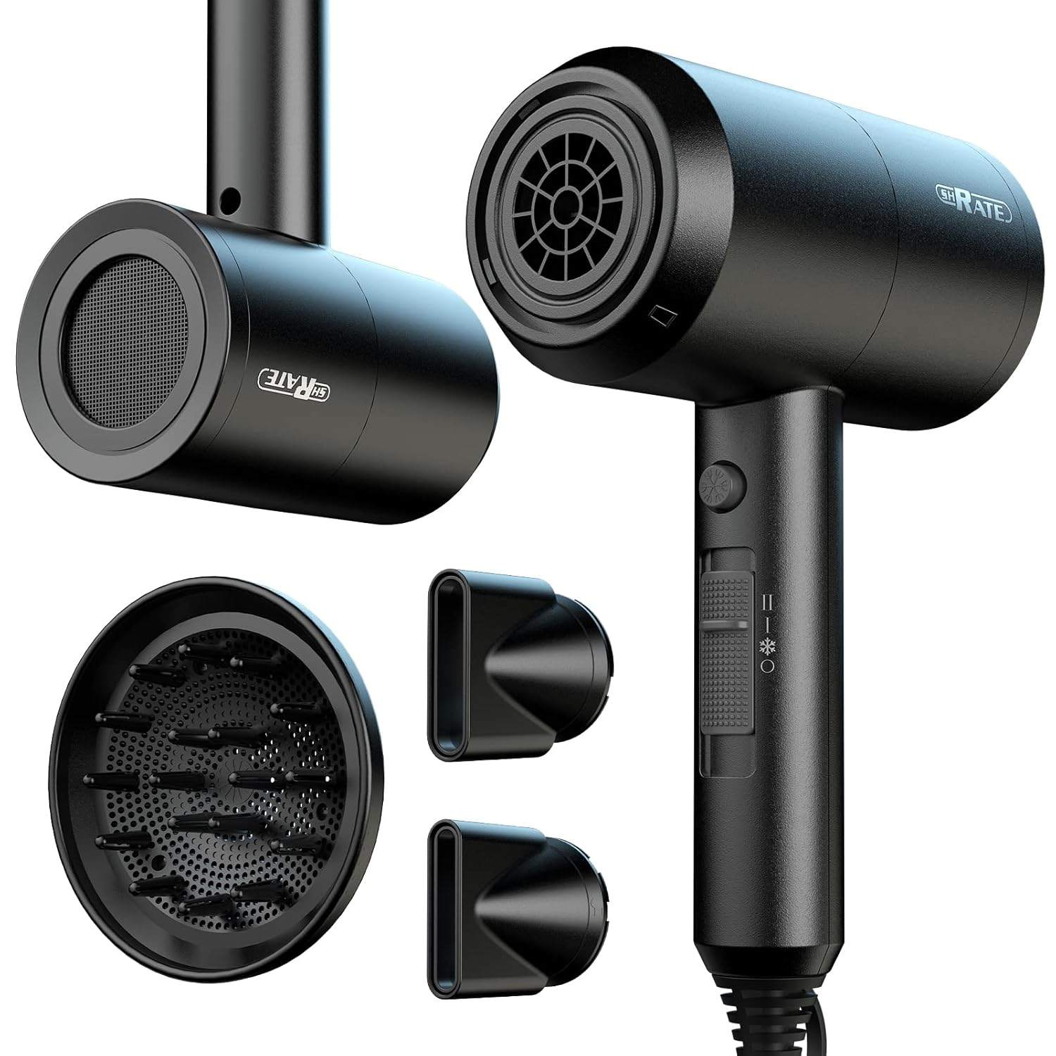 SHRATE Hair Dryer with Diffuser and 2 Nozzles-1800W Blow Dryer - photo 3