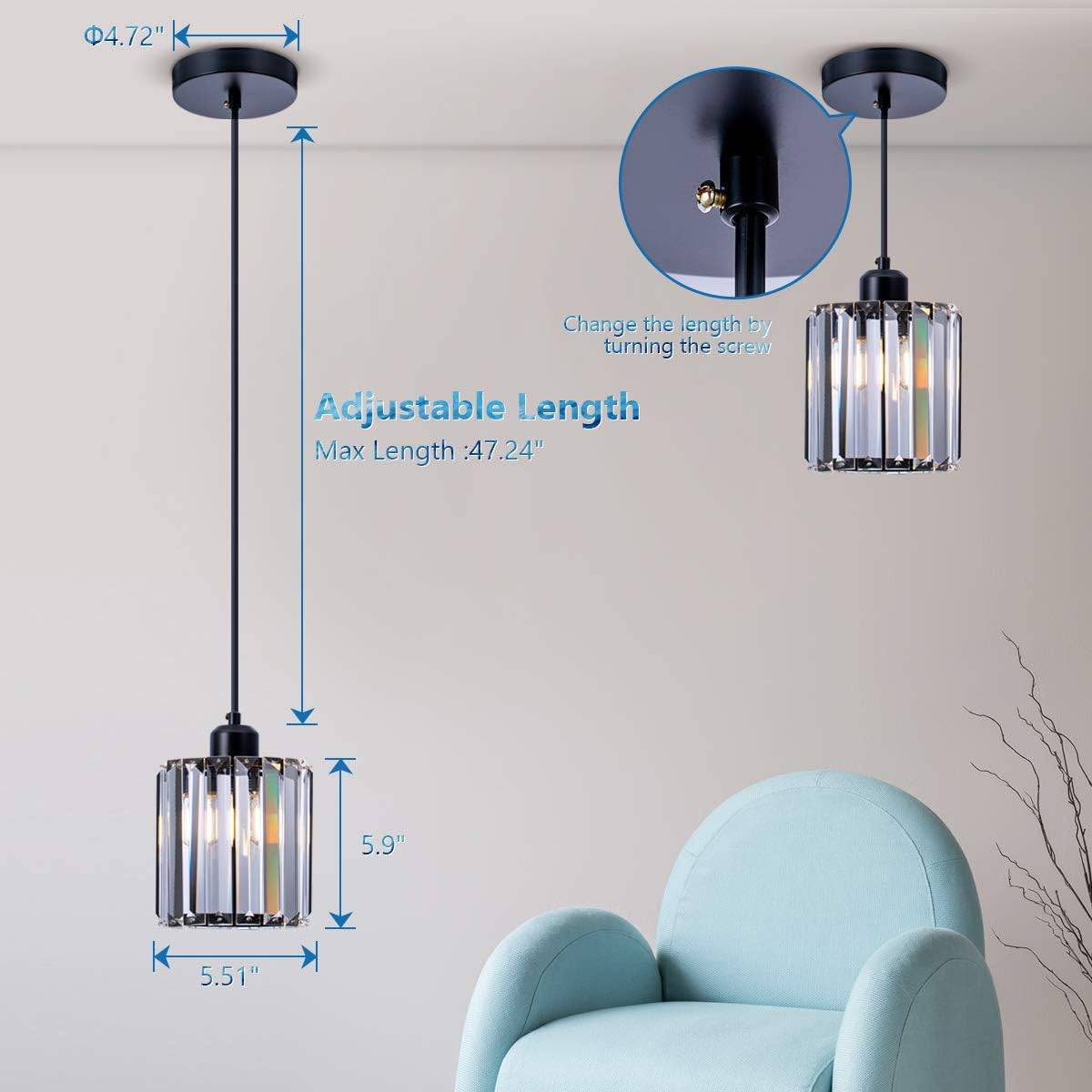 Mini Crystal Pendant Light - Matte Black Finish - photo 5