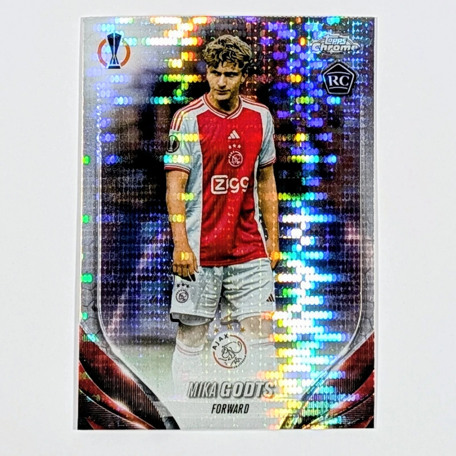 2023-24 Topps Chrome Mika Godts Pulsar Refractor #121 RC Ajax