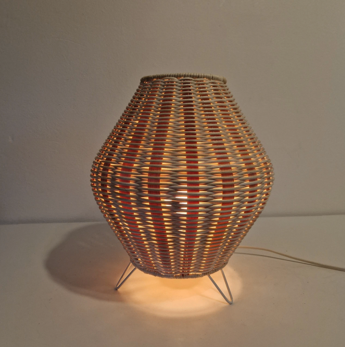 🧡 Ikea Helg Table Lamp Rattan Wicker Natural 11.5" Boho Ambient