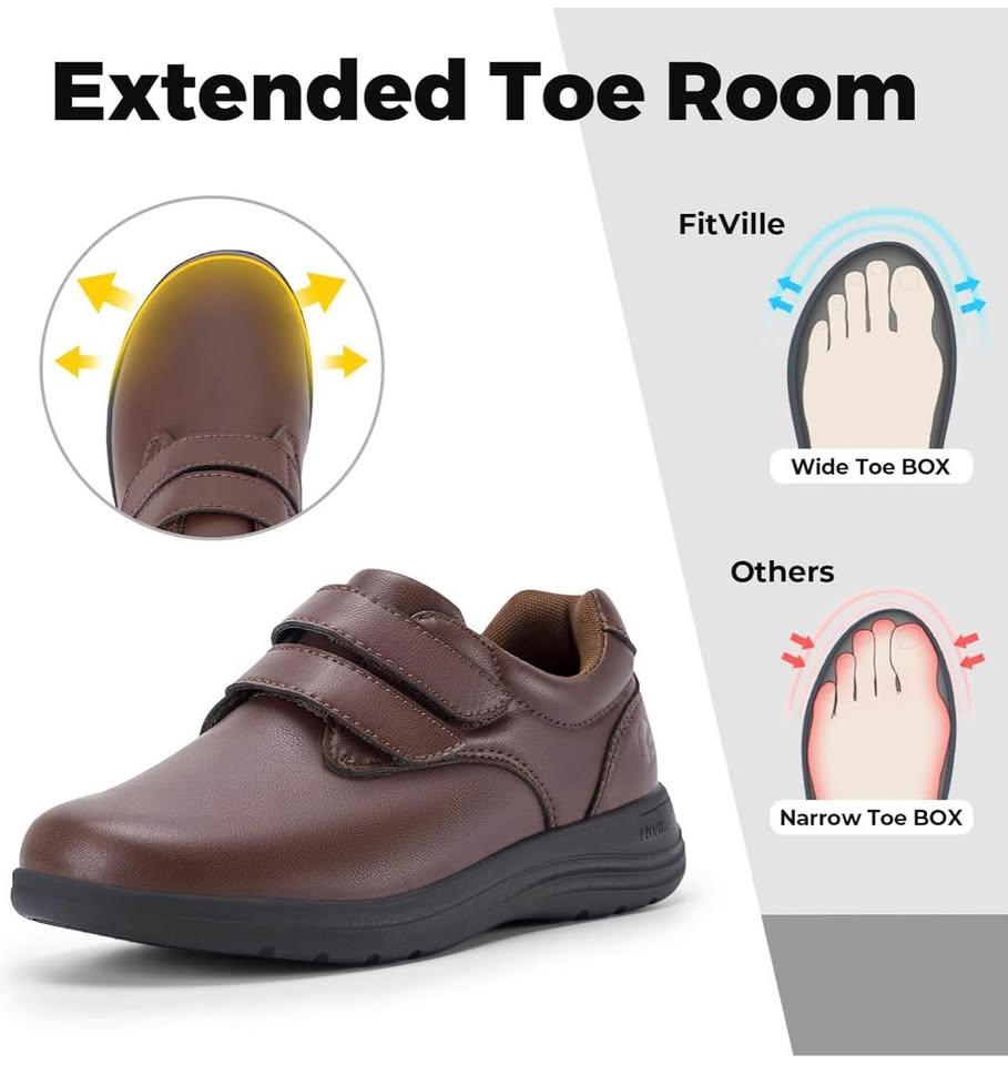 FitVille Women's Brown Leather Walking Shoes - photo 5
