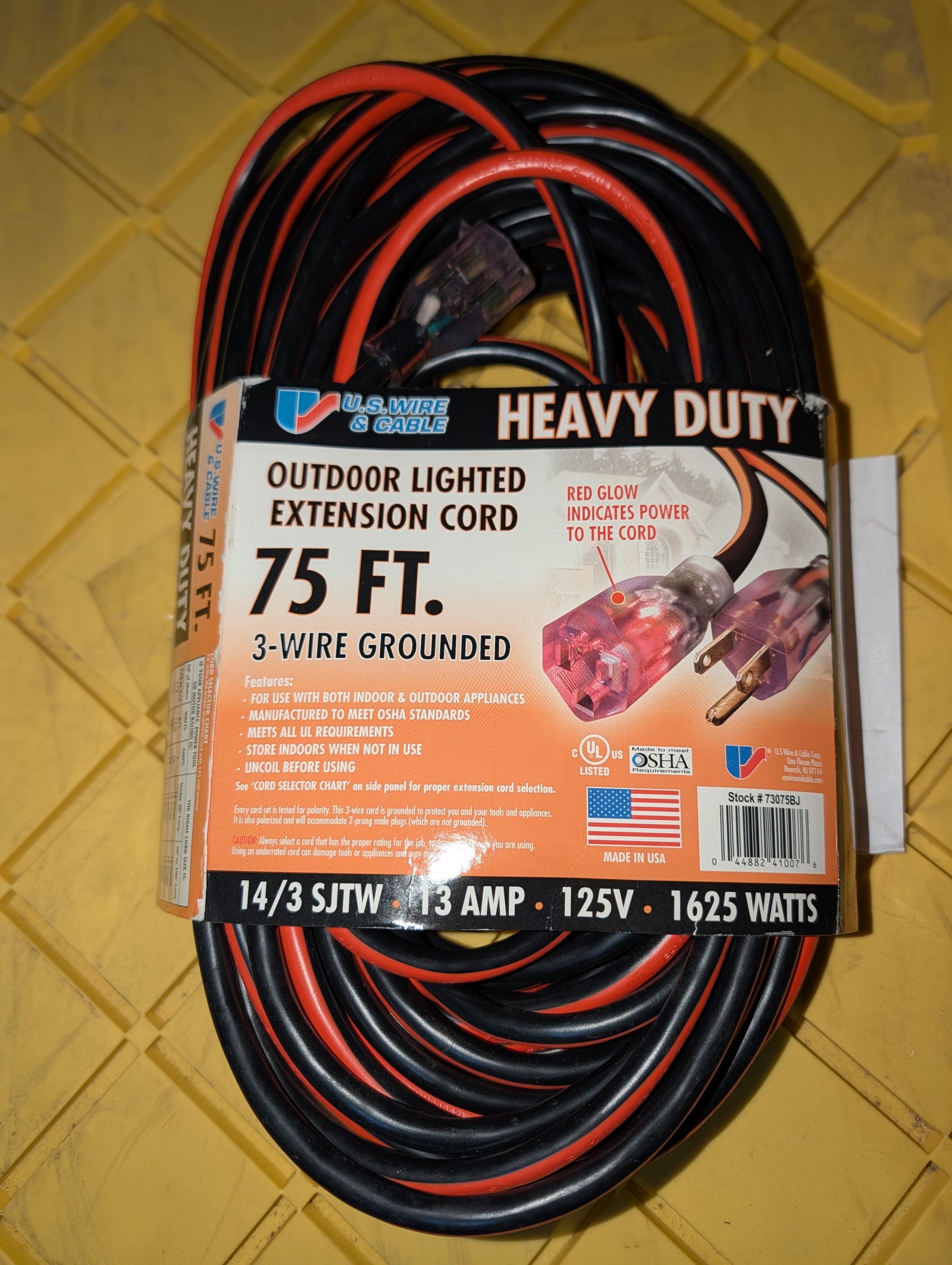U.S. Wire & Cable 75 ft Outdoor Extension Cord, retail $75, COD - photo 2