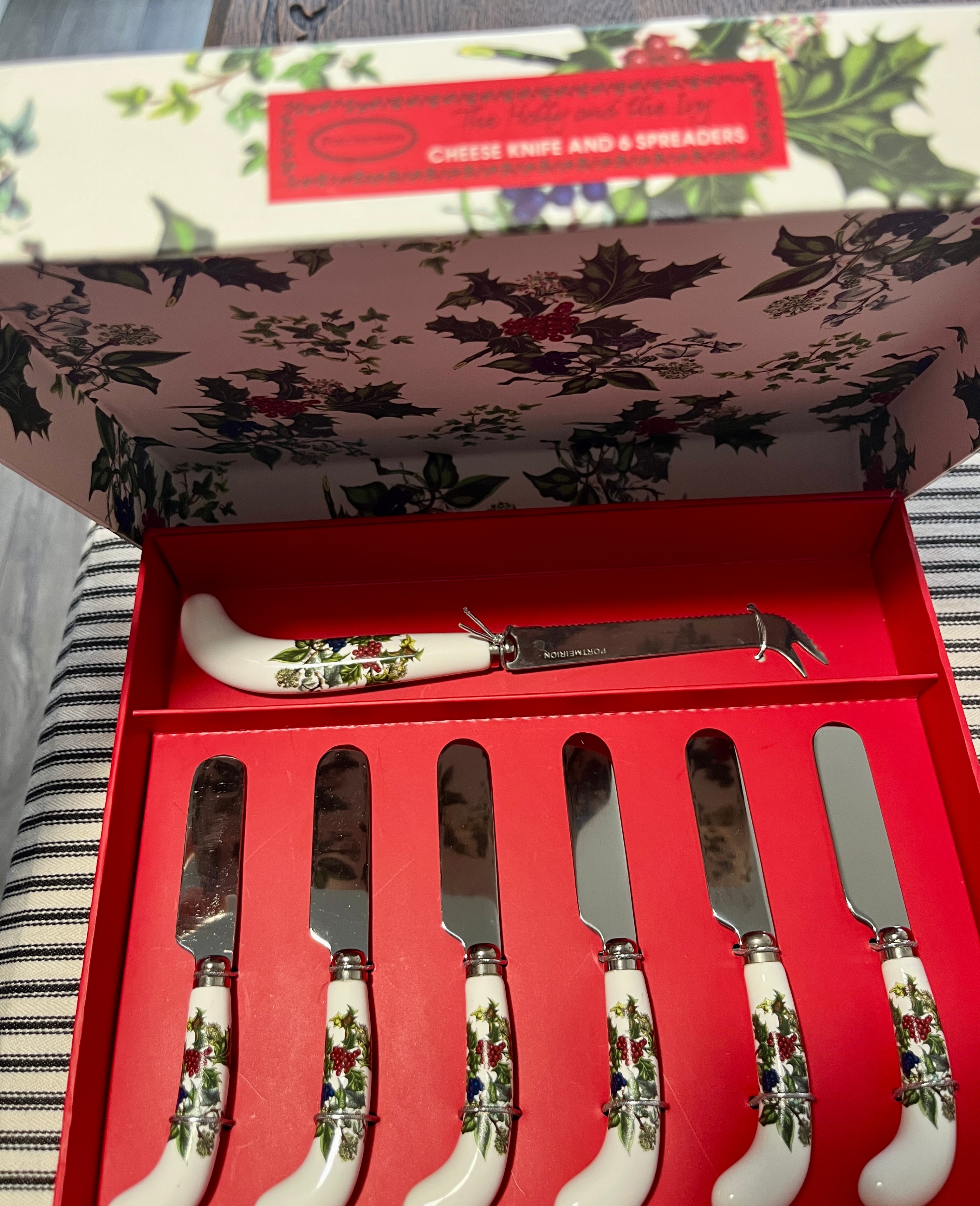 Portmeirion Holly & Ivy Cheese Knife & Spreader Set - Brand New - photo 2