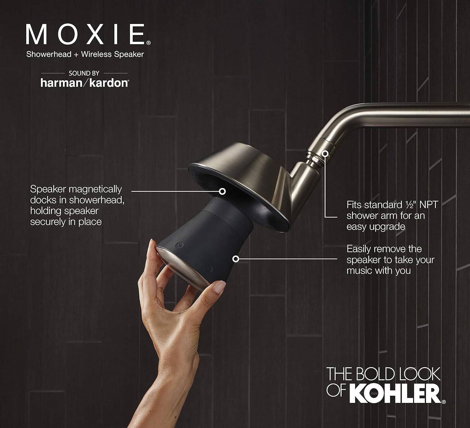 Kohler Moxie Showerhead with  Wireless Speaker and Alexa - photo 4