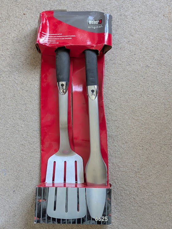 Weber Precision Grill Tongs & Spatula Set, for BBQing, Stainless