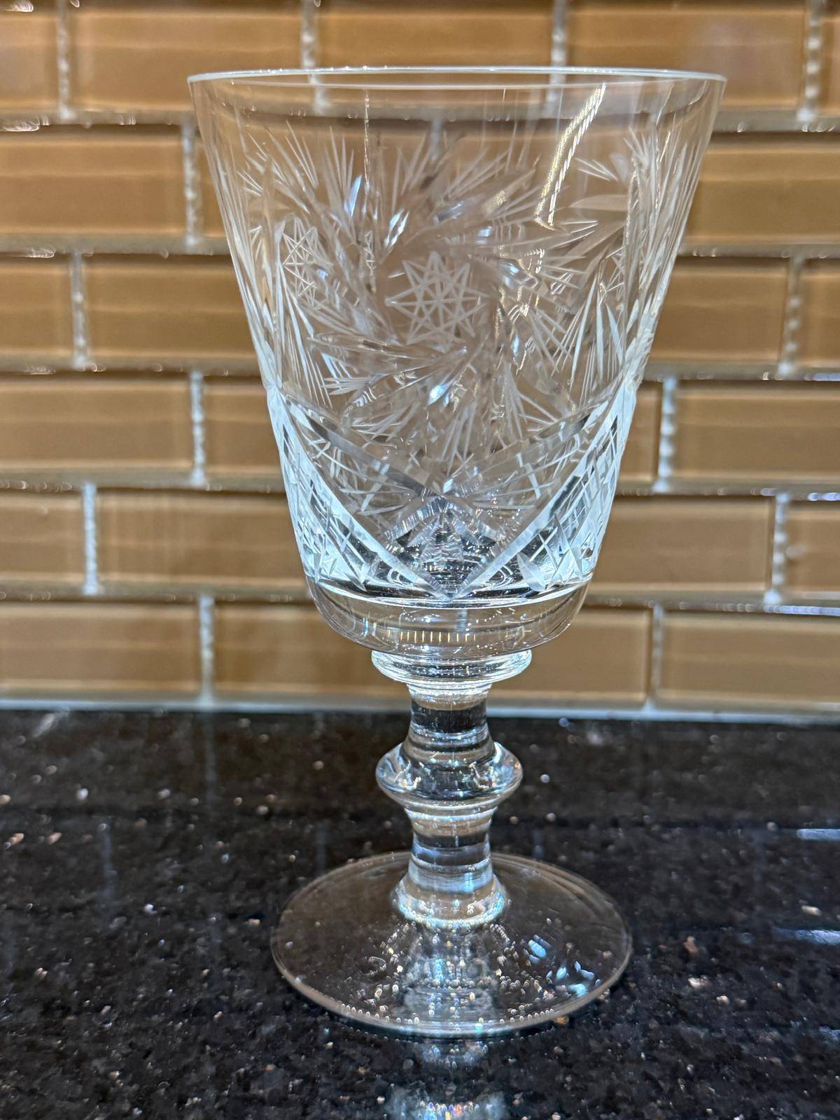 Set of Three Vintage Cut Crystal Glasses - photo 2