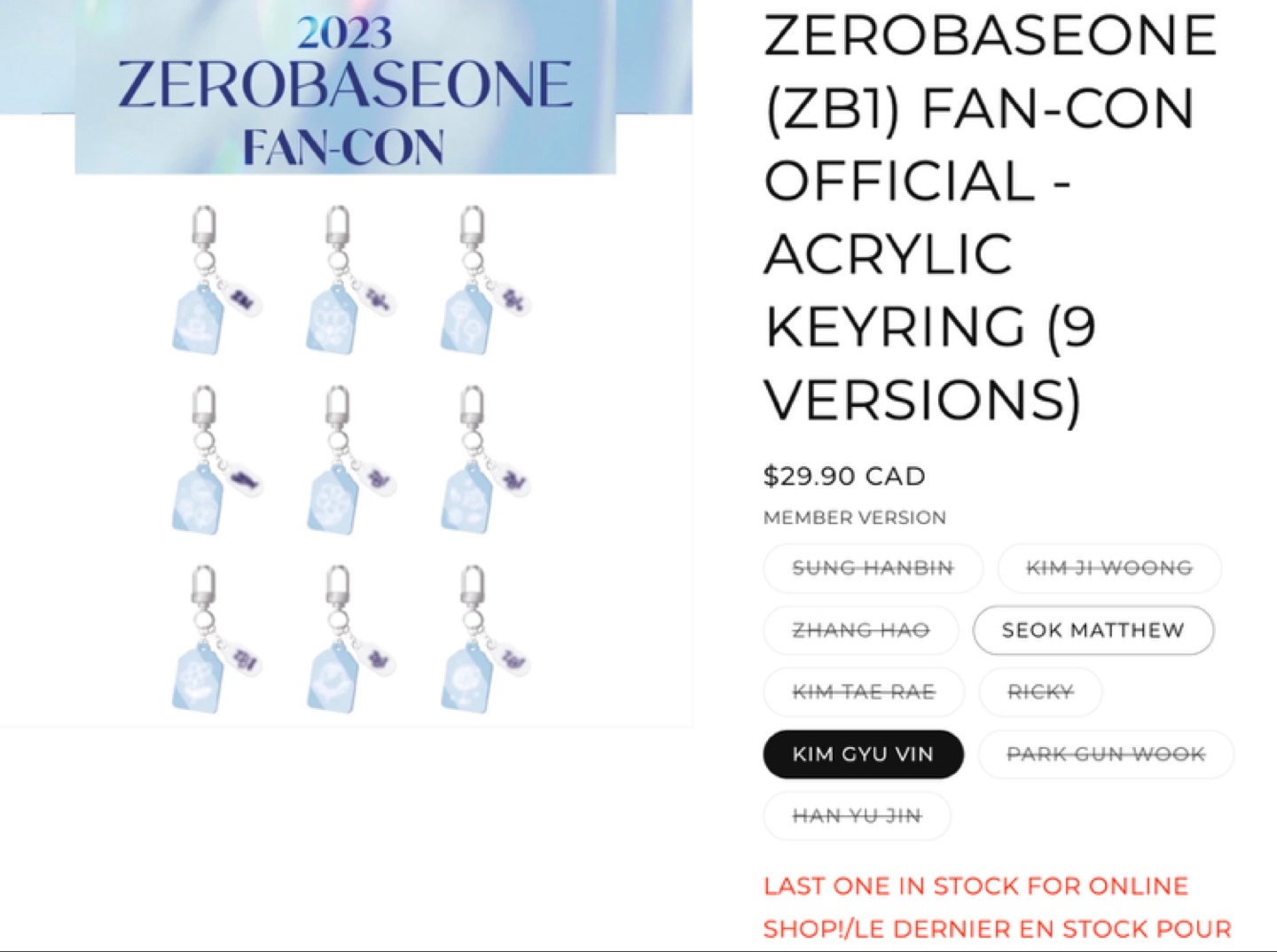 ZB1 ZEROBASEONE Taerae Fan-Con Acrylic Keychain - photo 2