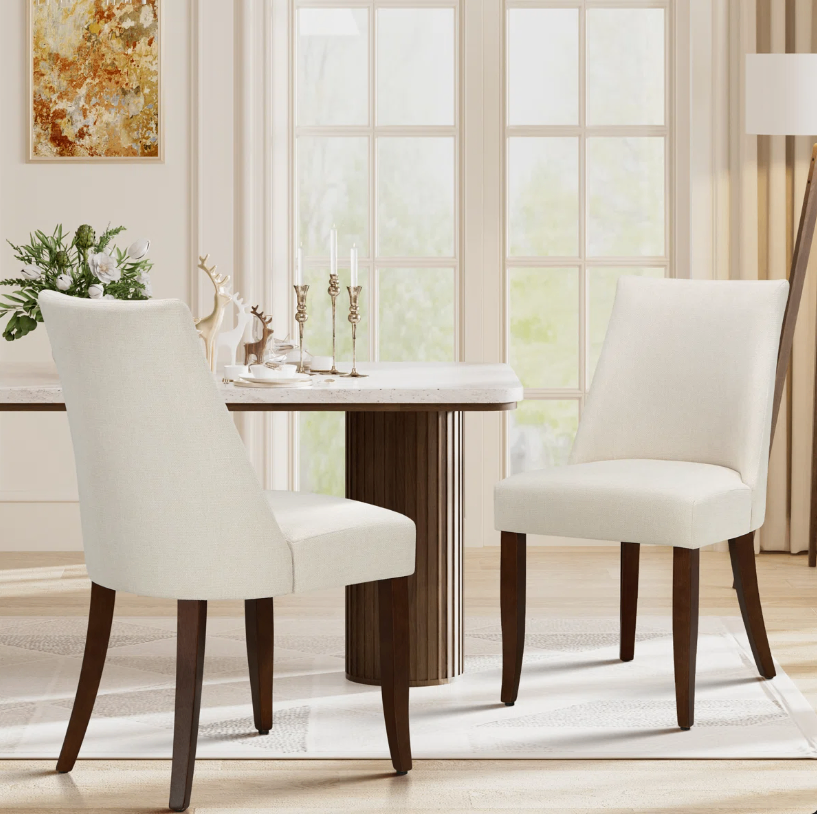 Solid Wood Dining Chairs - Set of 4 - Cream Fabric - New in box