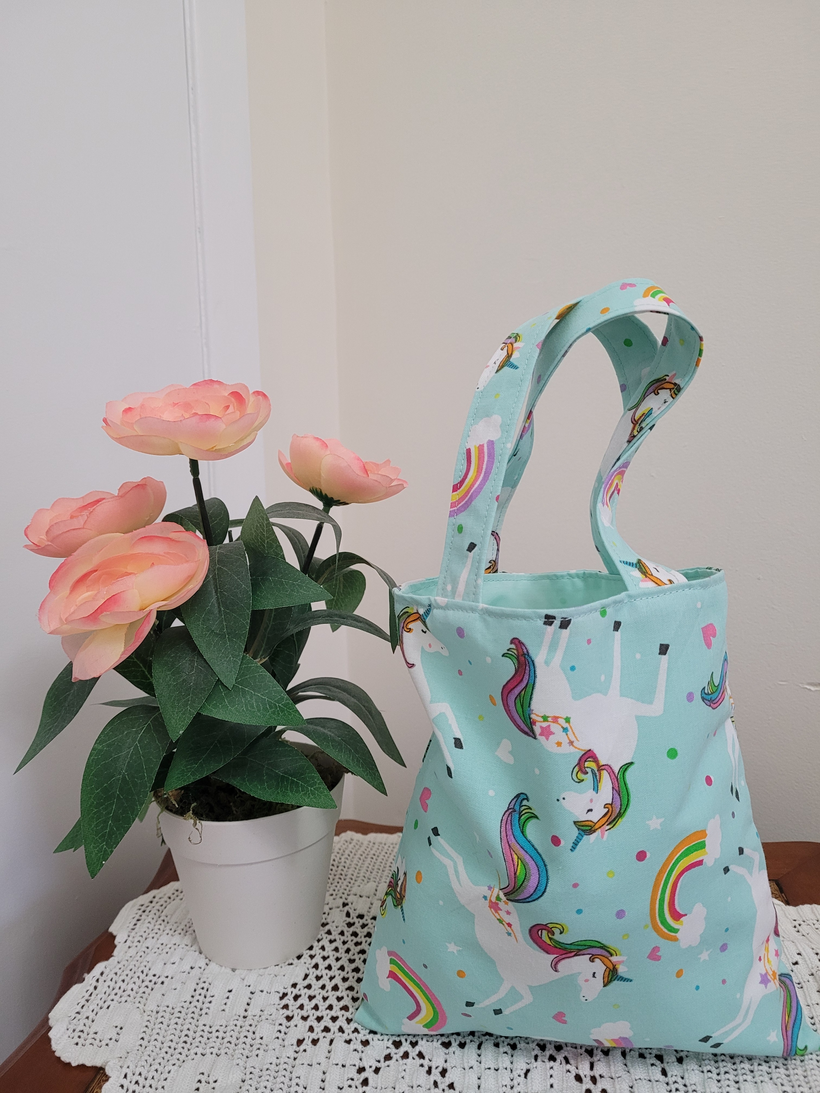Kids spring tote bags, lined, cotton, - photo 2