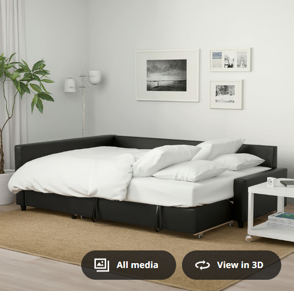 Ikea FRIHETEN Corner Sofa Bed w/ Storage - Black leather - photo 2