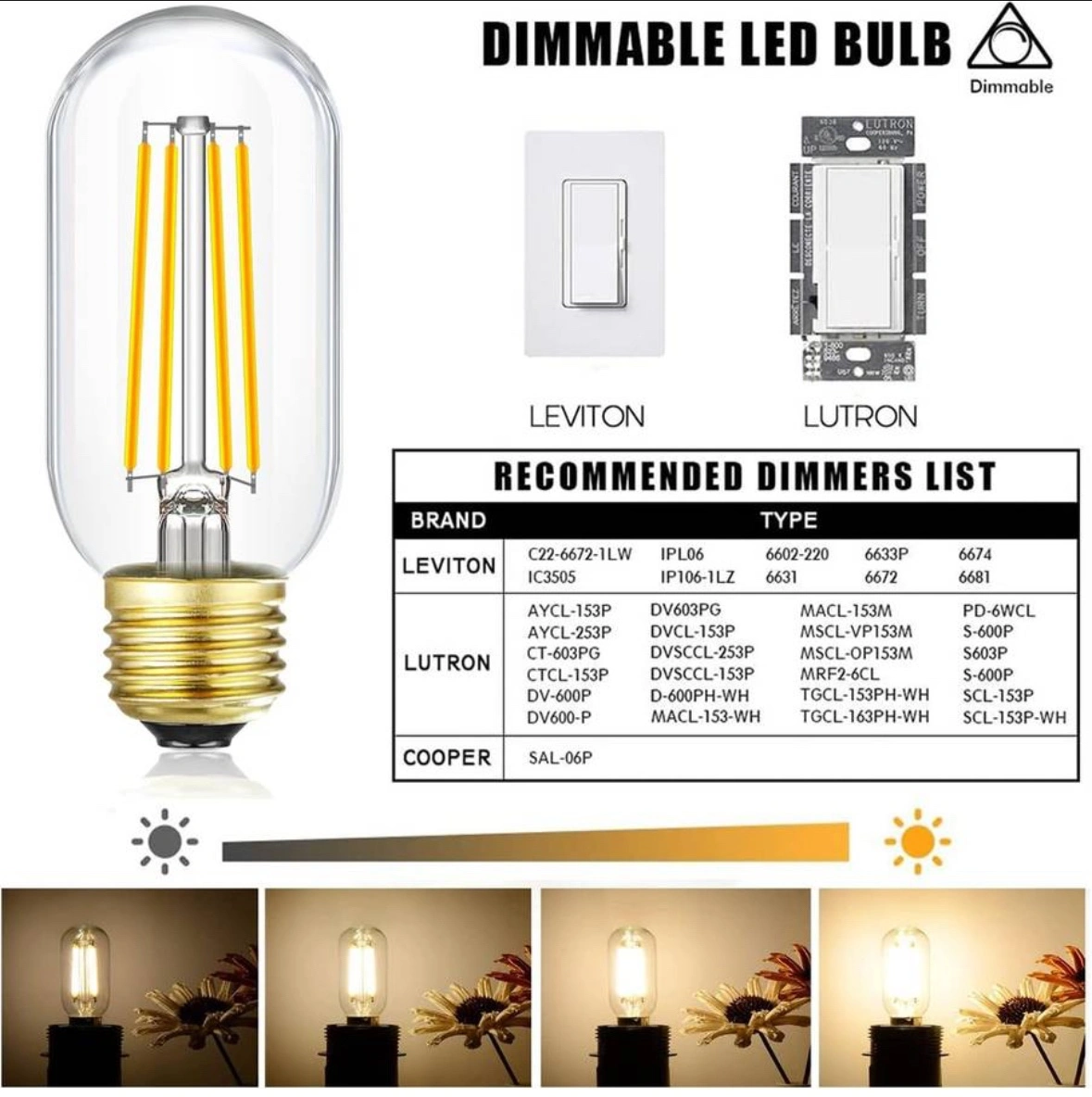 Dimmable LED Edison Bulbs 8W = 100W 120V T45 3000K Soft White 🧡 - photo 4