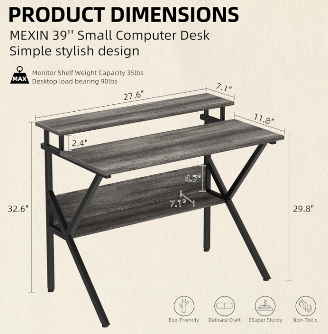 Small Computer Desk w/ Monitor Shelf - photo 3