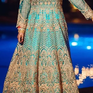 Beautiful Teal/Turquoise Golden Reception Gown