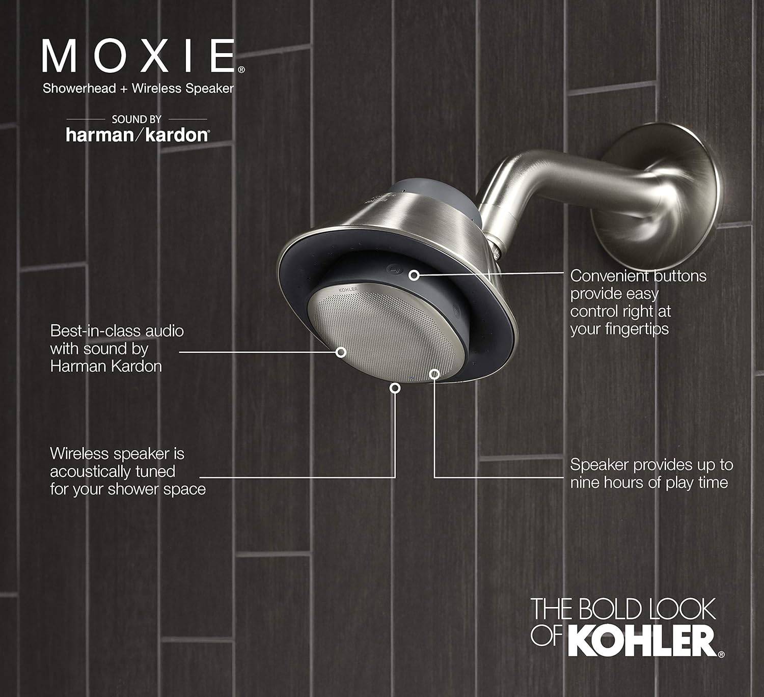 Kohler Moxie Showerhead with  Wireless Speaker and Alexa - photo 2