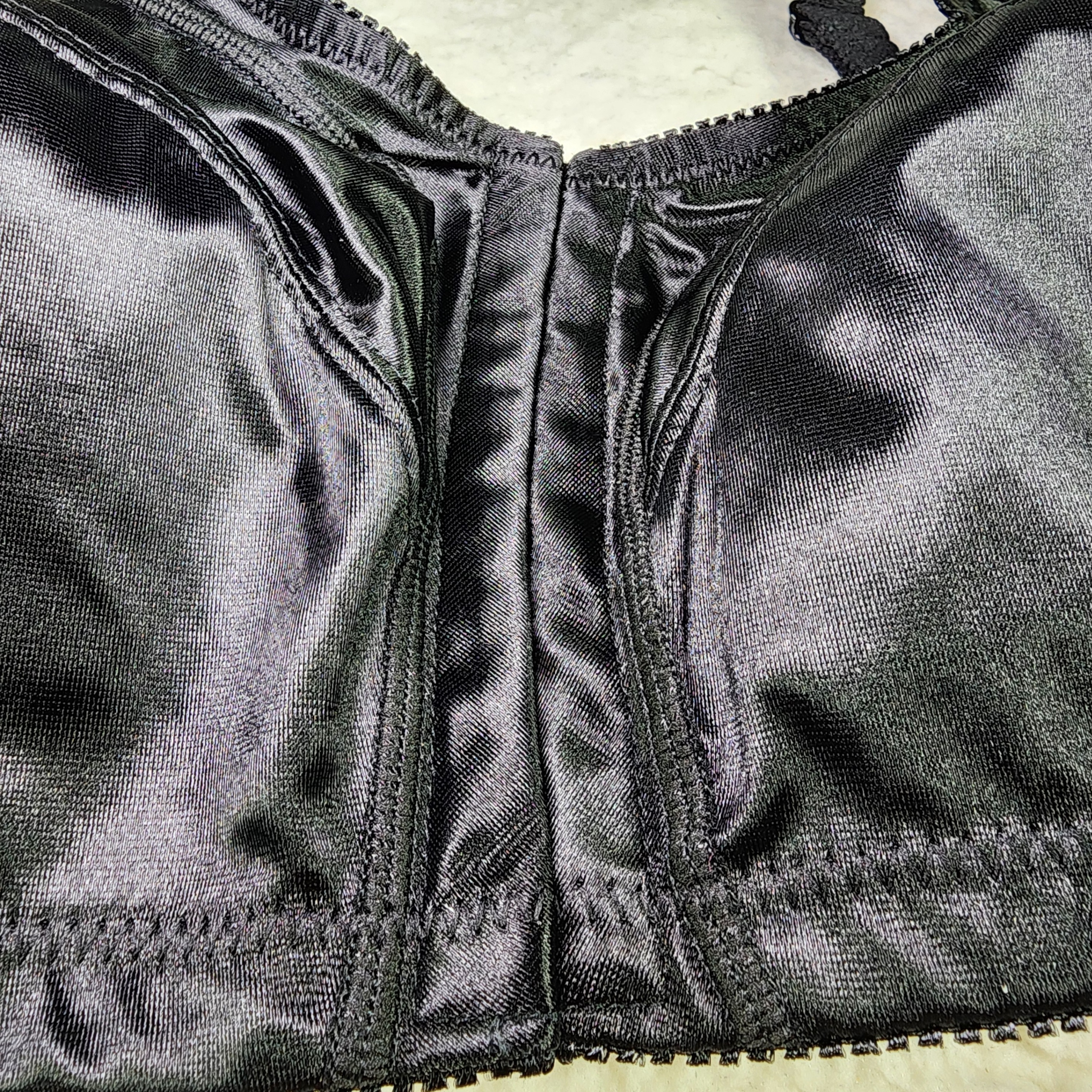 38D Comfort Choice Front-Close Satin Wireless Black Bra. - photo 4