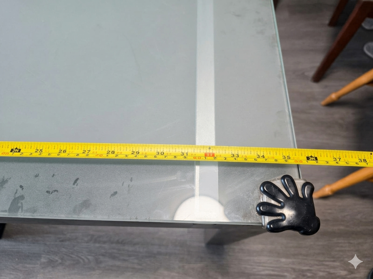 6ft Frosted Glass Dining Table – Sleek Black Frame