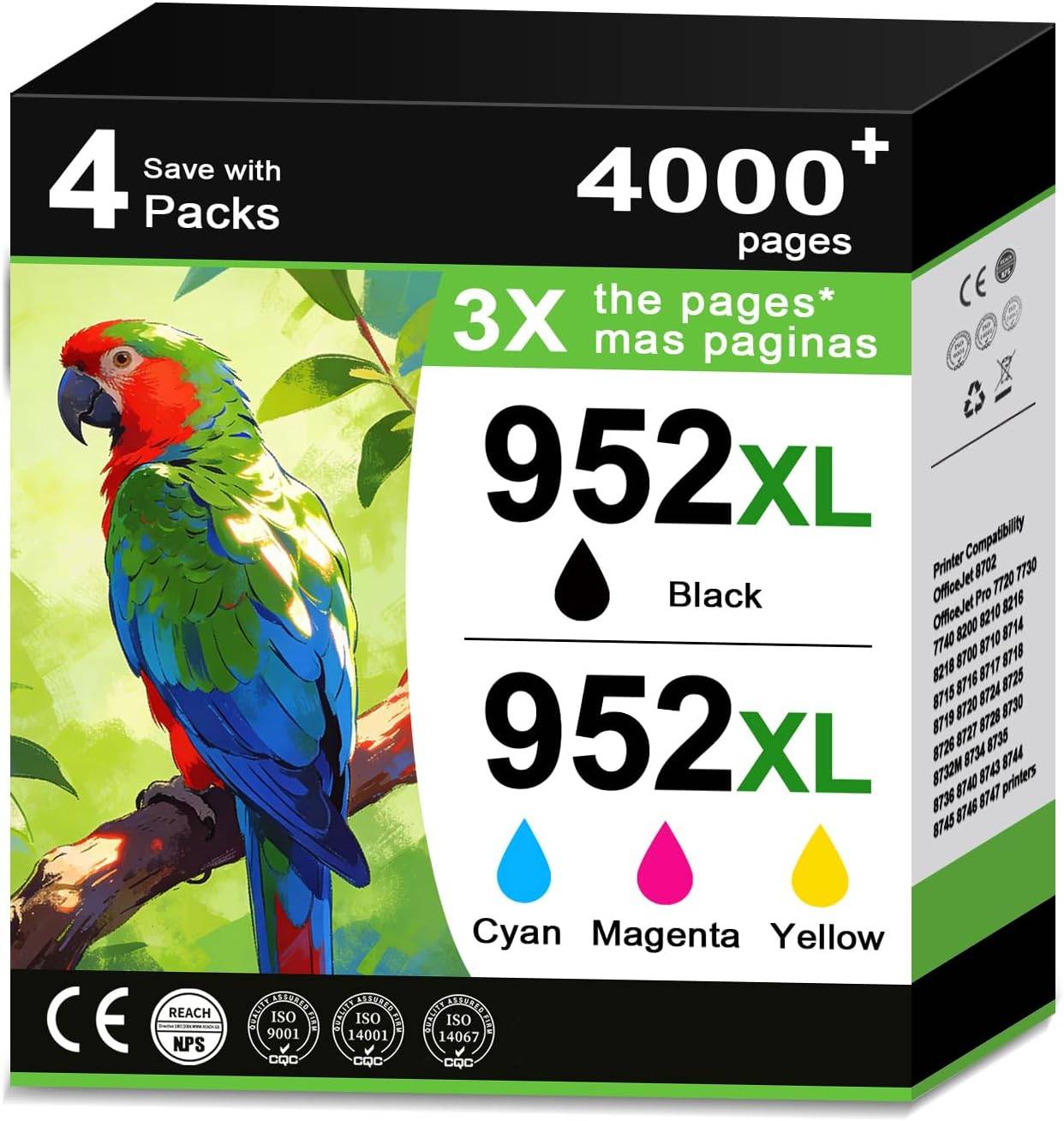 952XL Ink Cartridge 4-Pack. New!