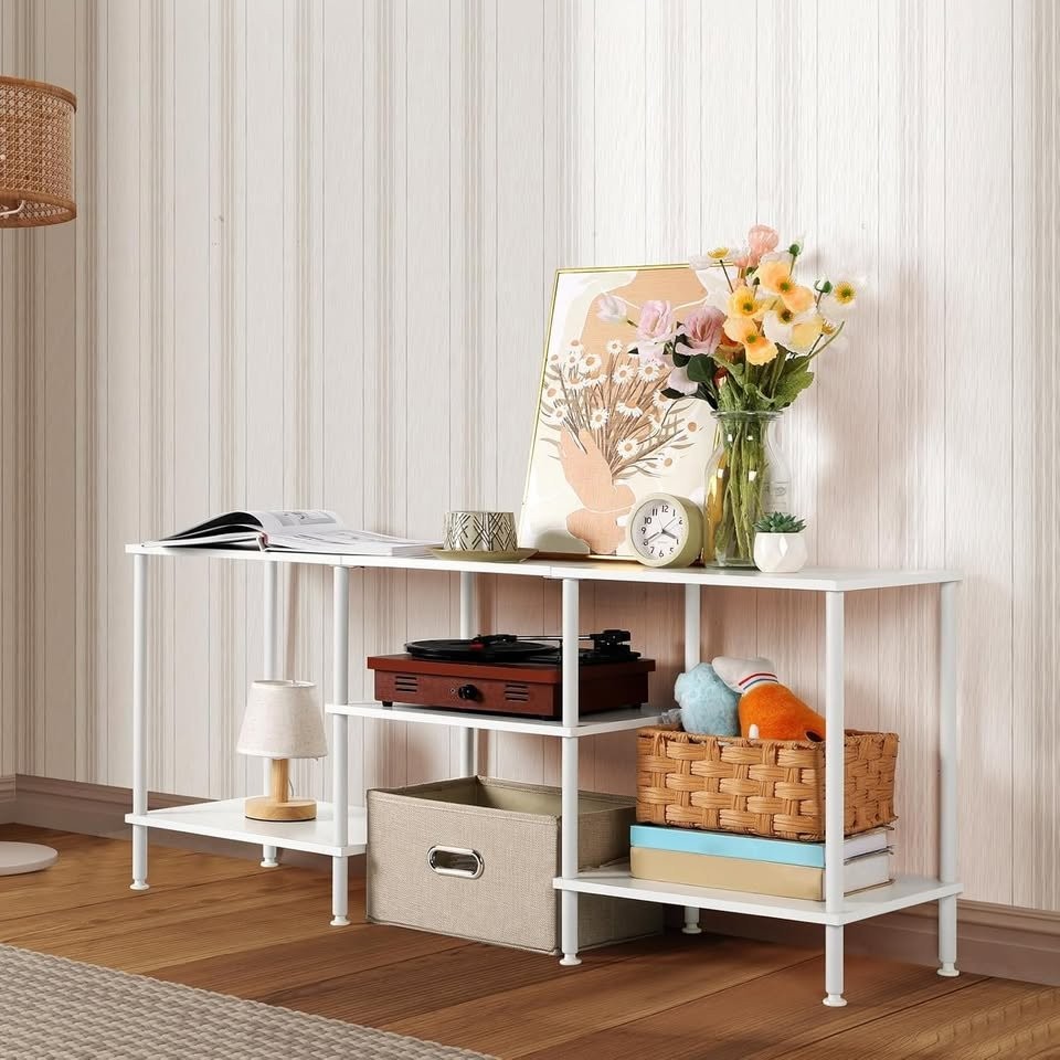White TV Stand with Shelves - 45 inches wide - photo 2