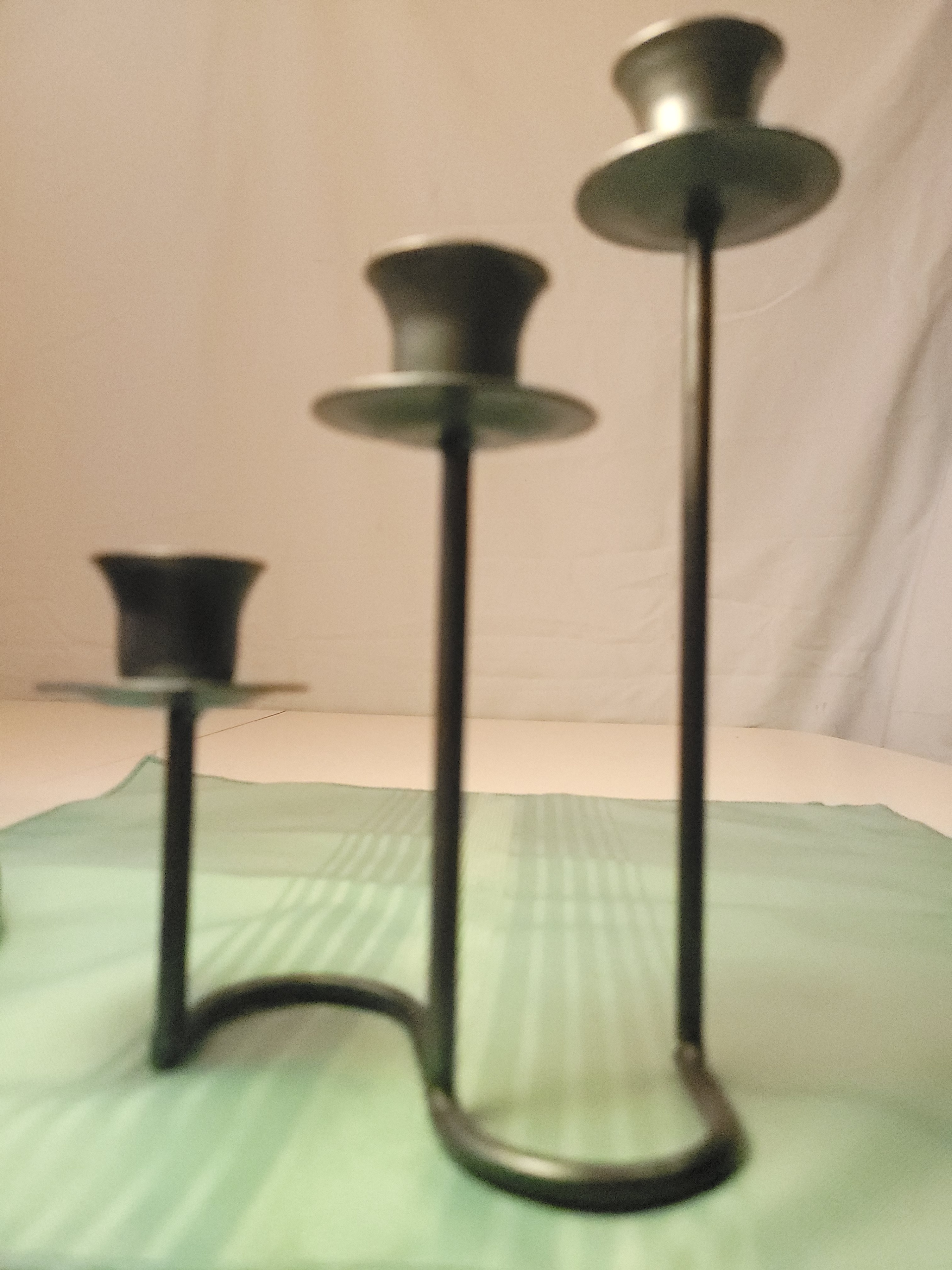 Mexican Brutalist Wrought Iron 3-Tier Candelabra Squiggle Wavy - photo 4