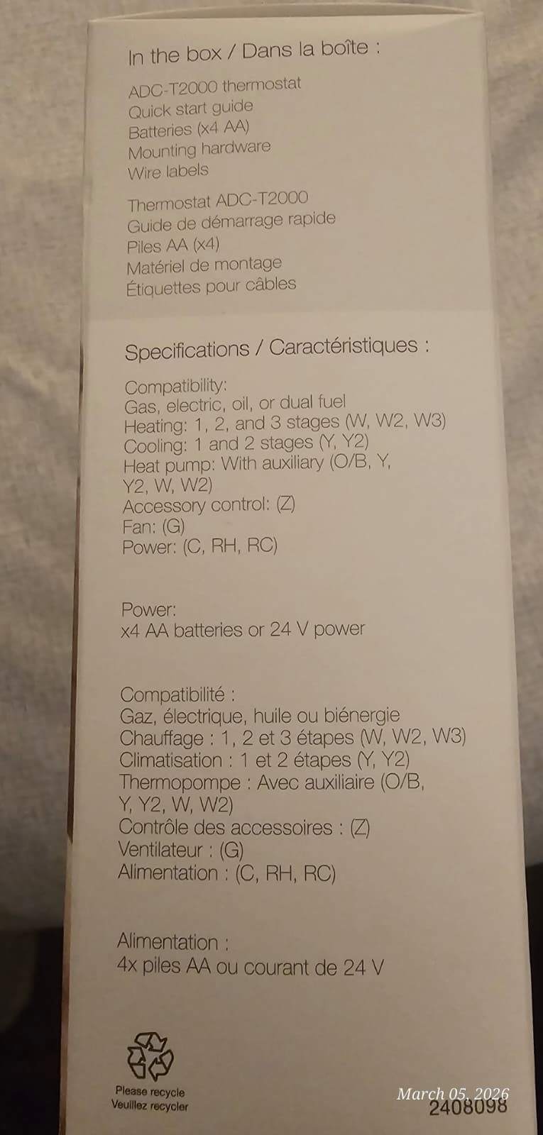 Brand New TELUS Smart Thermostat (ADC‐T2000) – Unopened