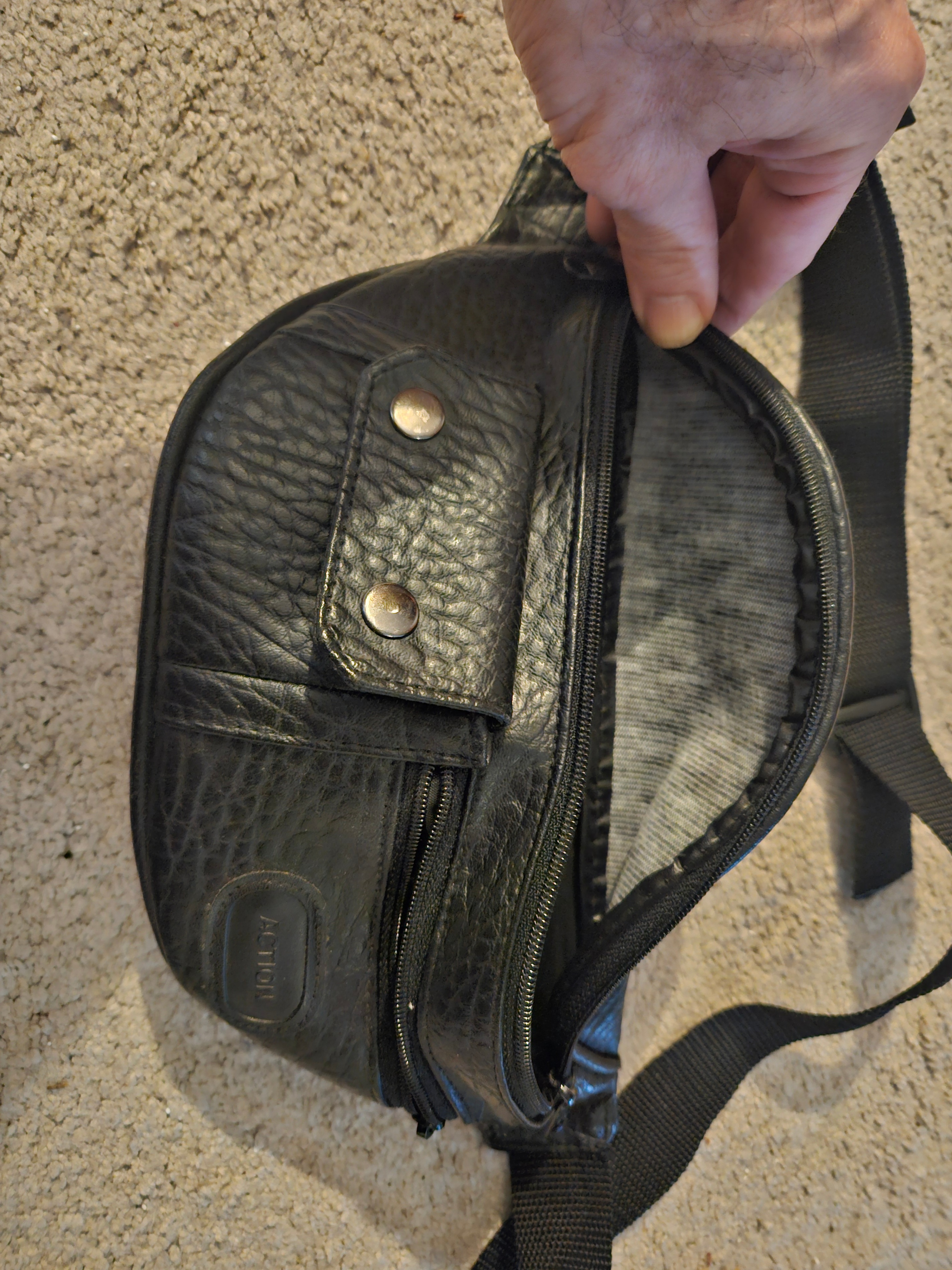 Vintage 90s Action Leather Belt Bag, Multi-Pocket Utility Pouch - photo 2