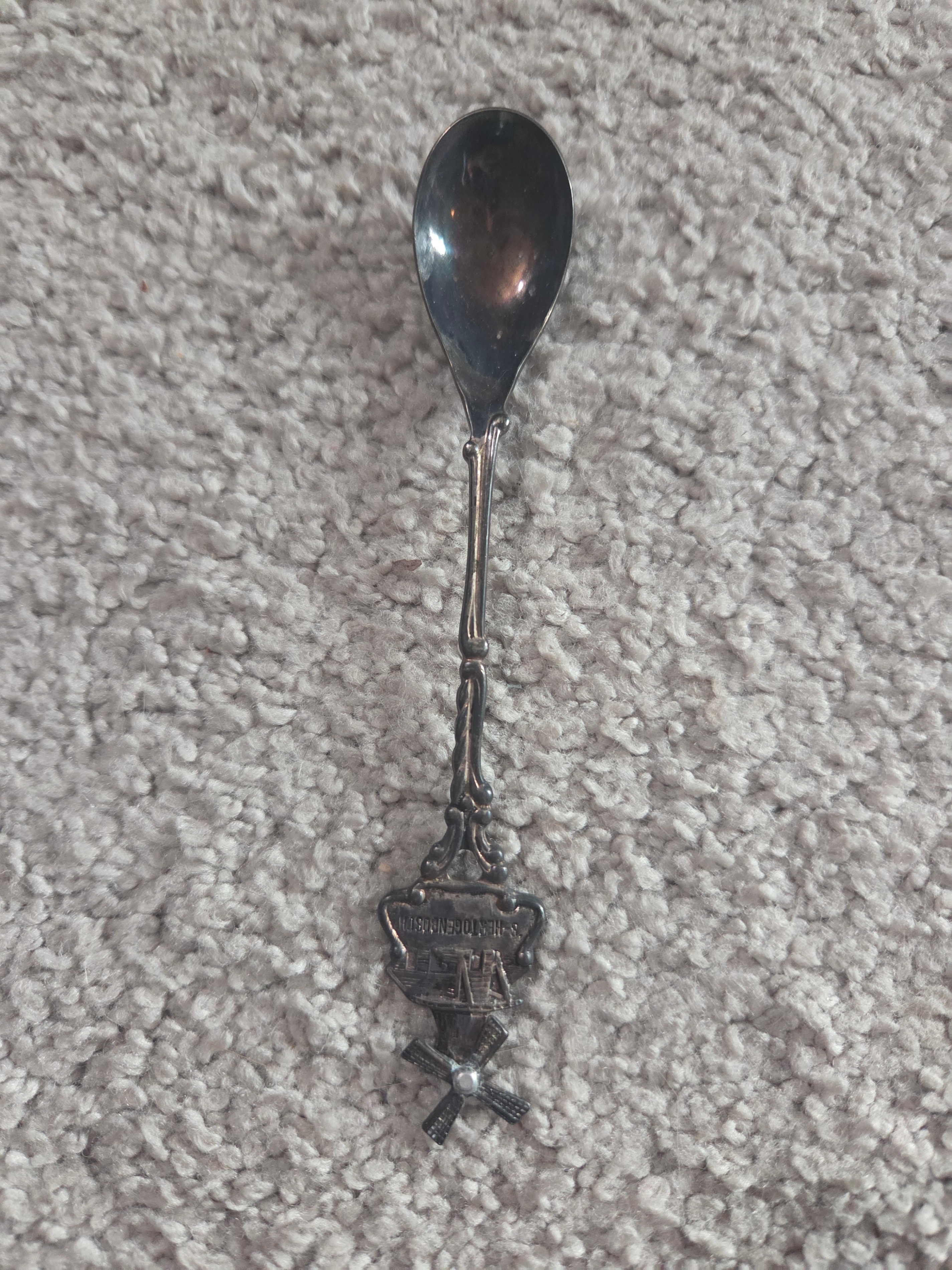 Vintage Dutch Silver Windmill Spoon, Moving Sails