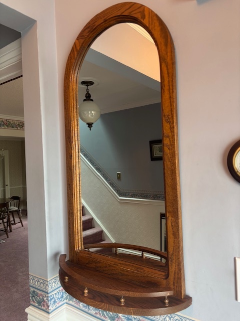 Ethan Allen Solid Oak Hall Mirror +Shelf – Entryway Wall Mirror