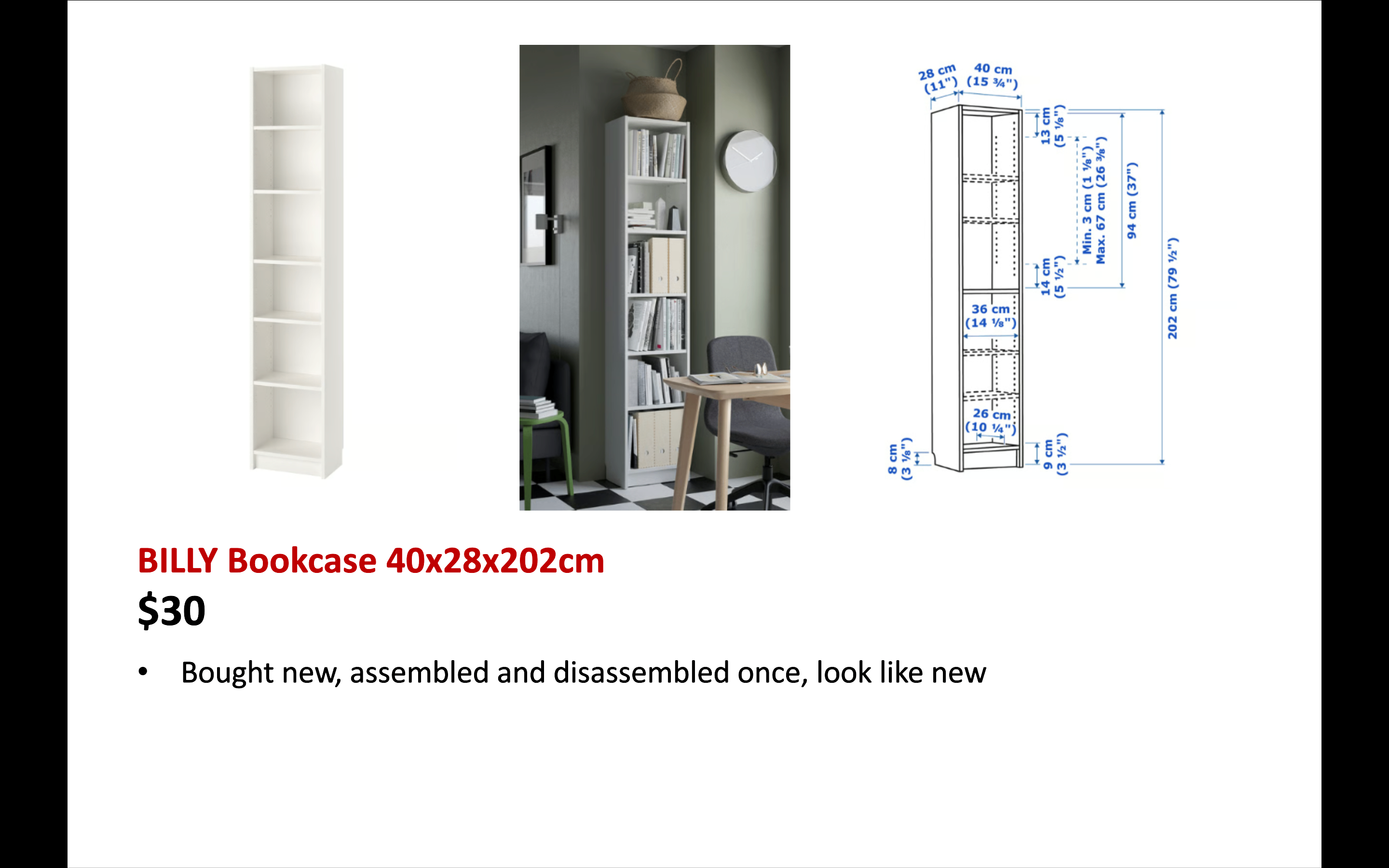 BILLY Bookcase 40x28x202cm ​