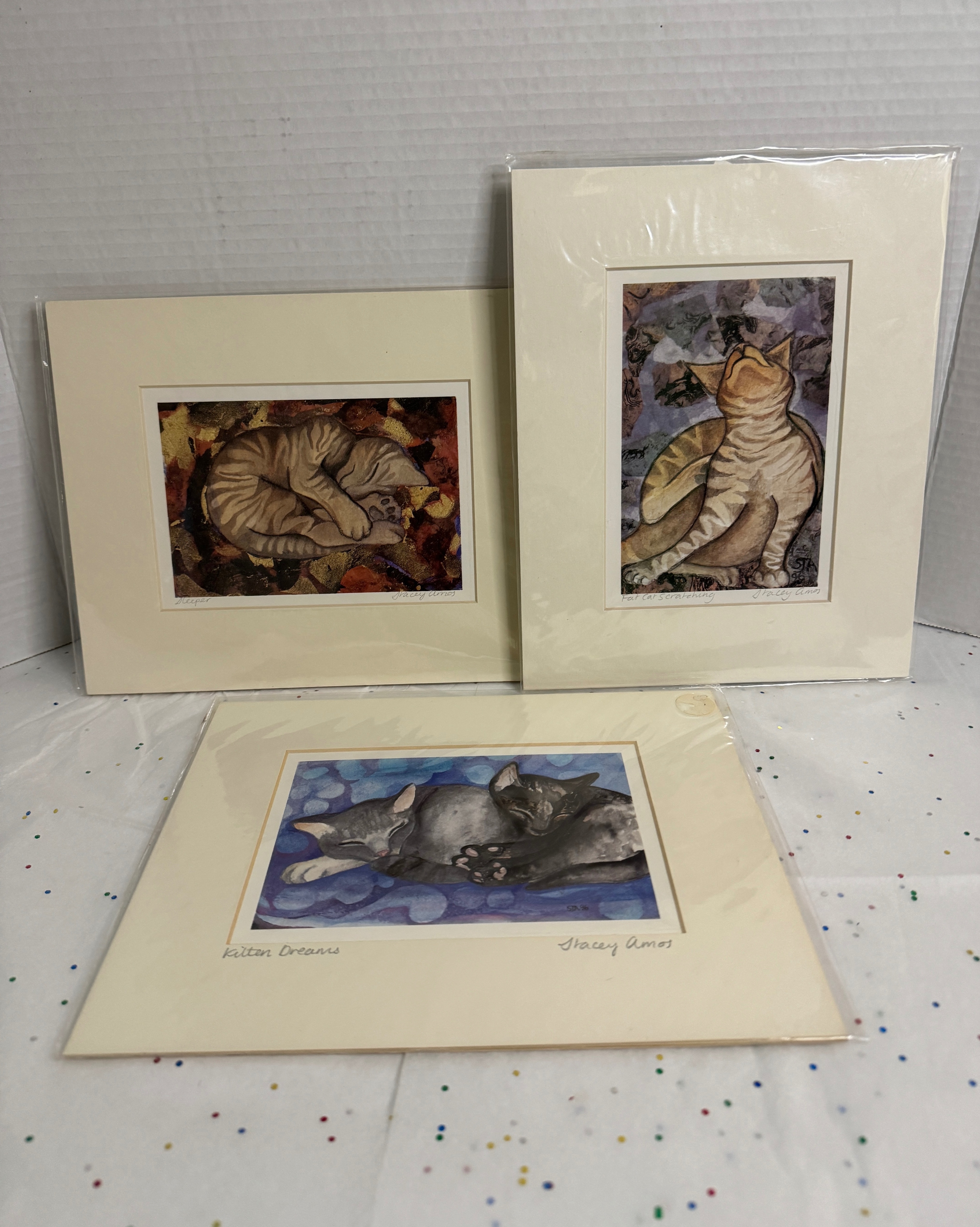 Cat Art Prints (3); novelty collectibles