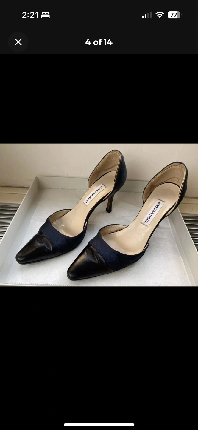 🧡 Venessa Noel Pointed Toe Black Heels Shoes 36.5 US 7.5 - photo 4