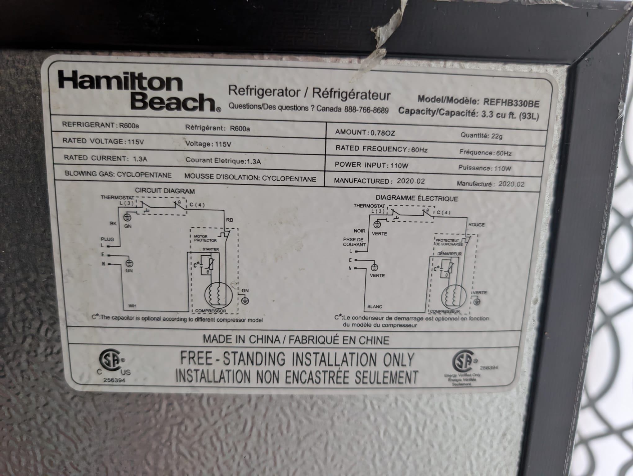 🧊 HAMILTON BEACH 3.1 CU. FT. TWO-DOOR MINI FRIDGE & FREEZER - photo 3