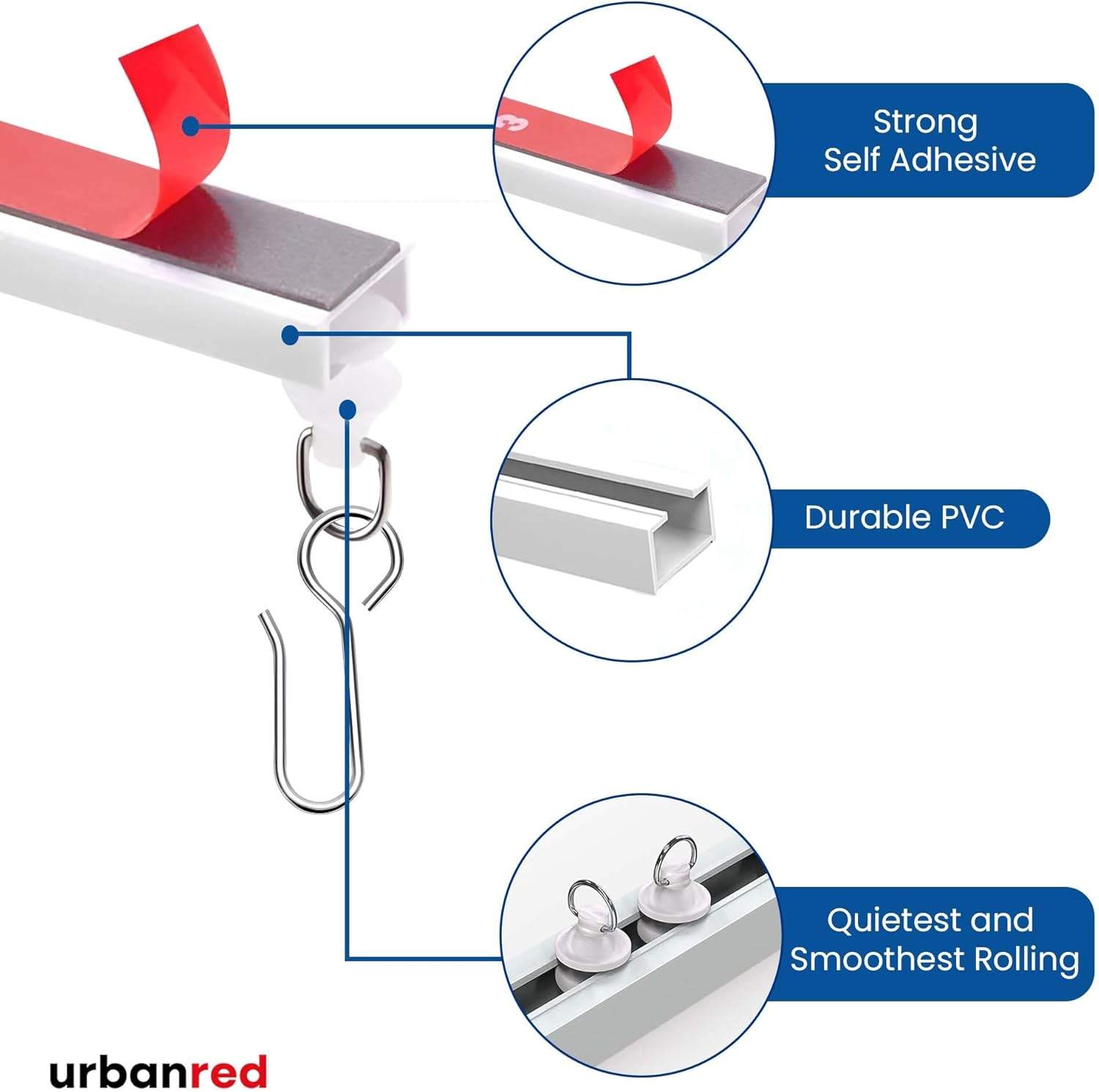 UrbanRed Adhesive Ceiling Curtain Track - 5 Meter - photo 3