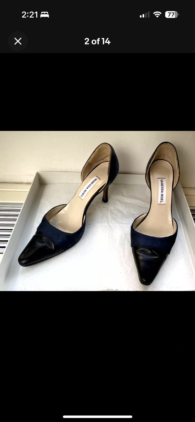 🧡 Venessa Noel Pointed Toe Black Heels Shoes 36.5 US 7.5 - photo 2
