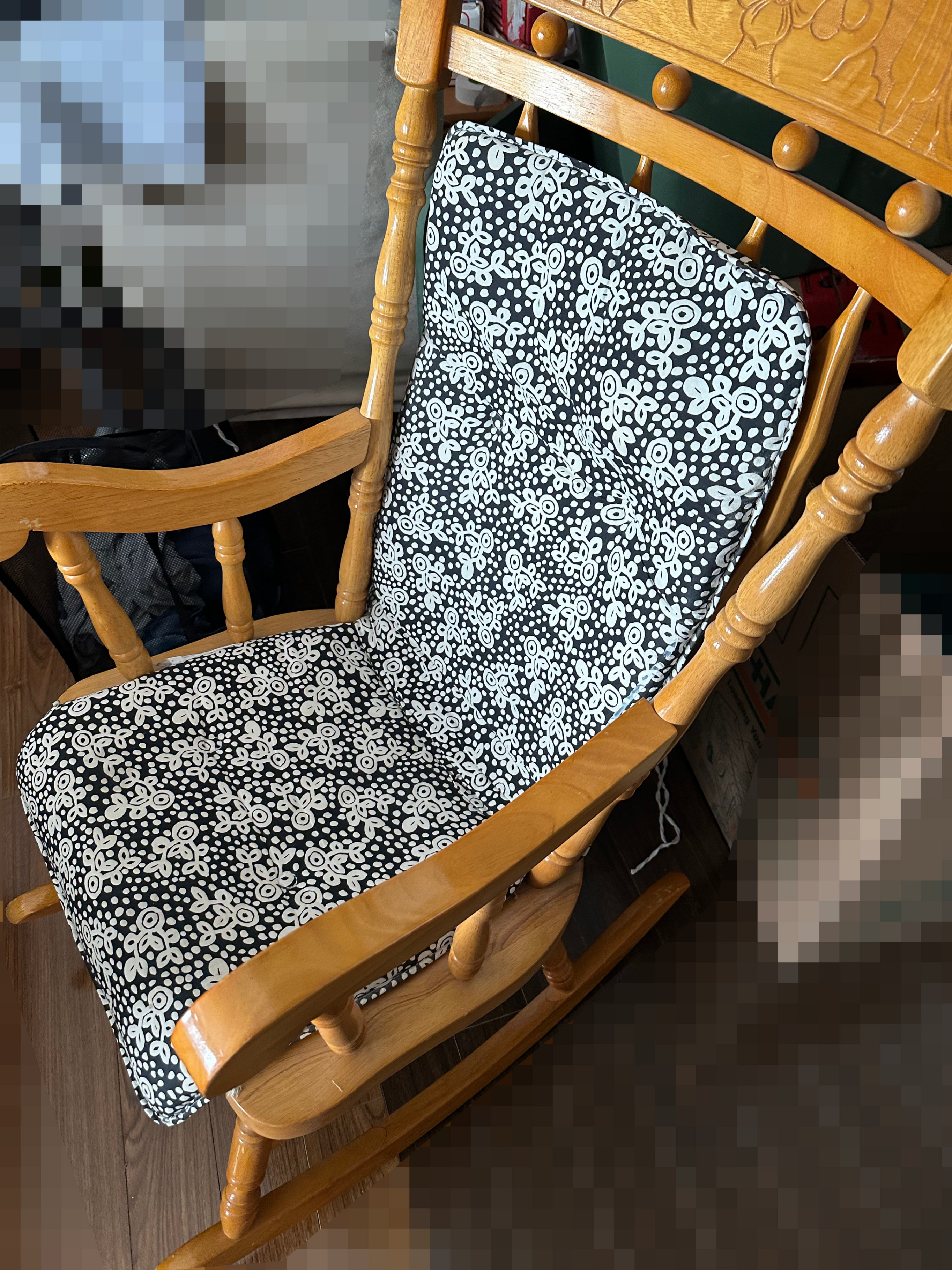 Wooden Rocking Chair with Cushions