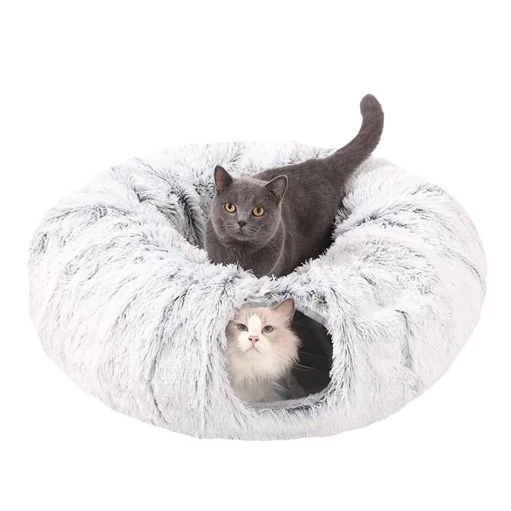 New – Plush Foldable Collapsible Cat Tunnel Bed