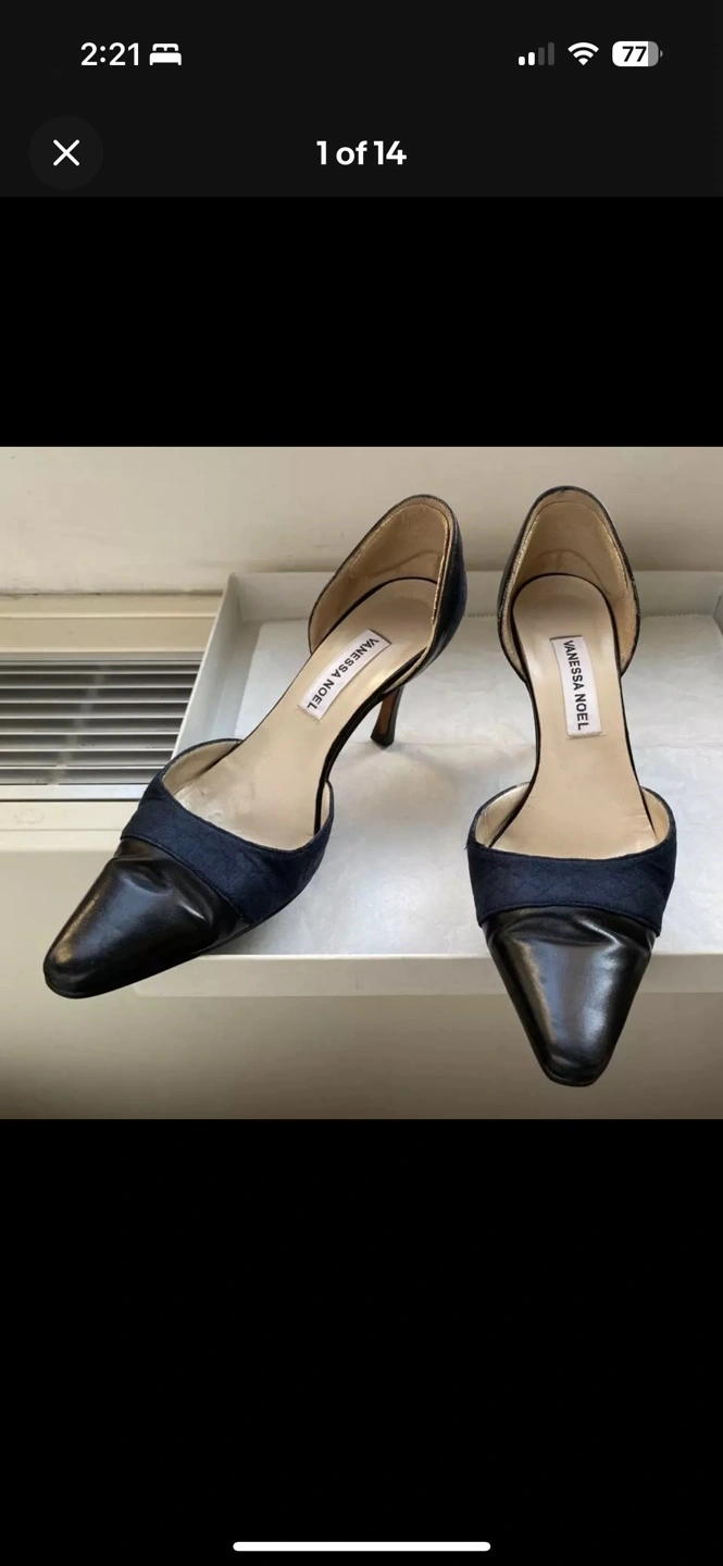🧡 Venessa Noel Pointed Toe Black Heels Shoes 36.5 US 7.5