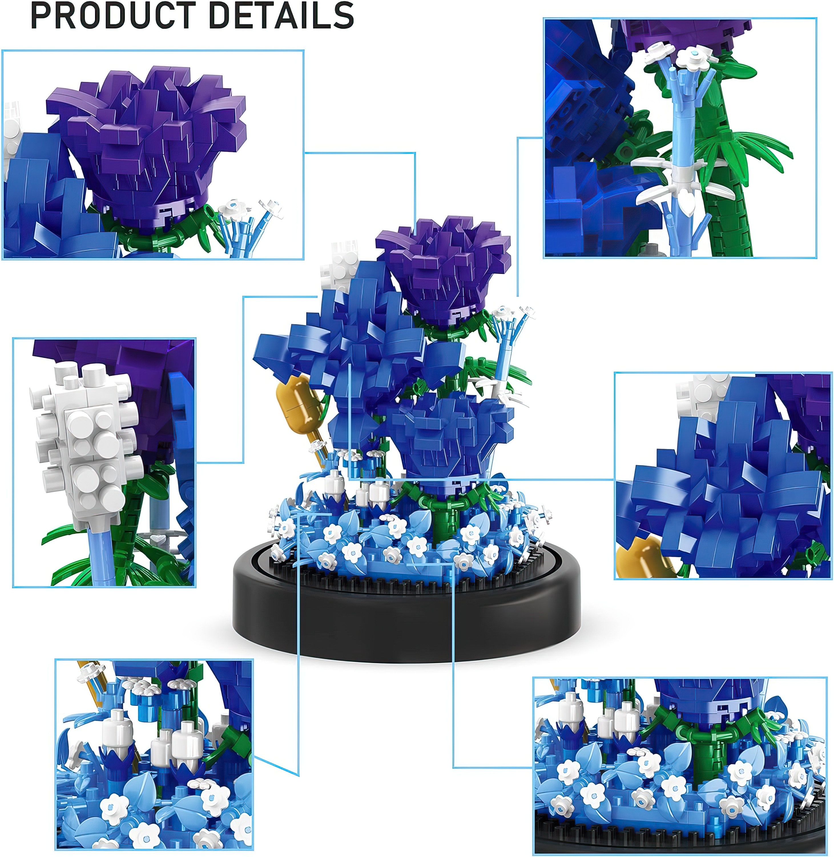 Guglog Flower Bouquet Blue Roses Building Bricks Kit - photo 2