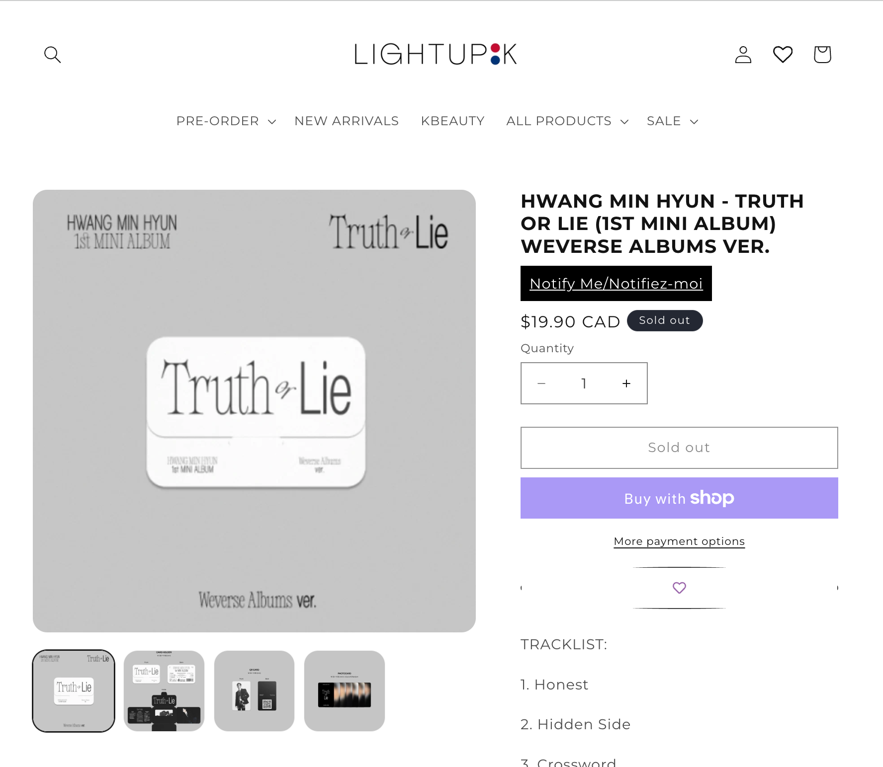 [WITH PCS] HWANG MINHYUN - TRUTH OR LIE weverse album ver kpop - photo 3