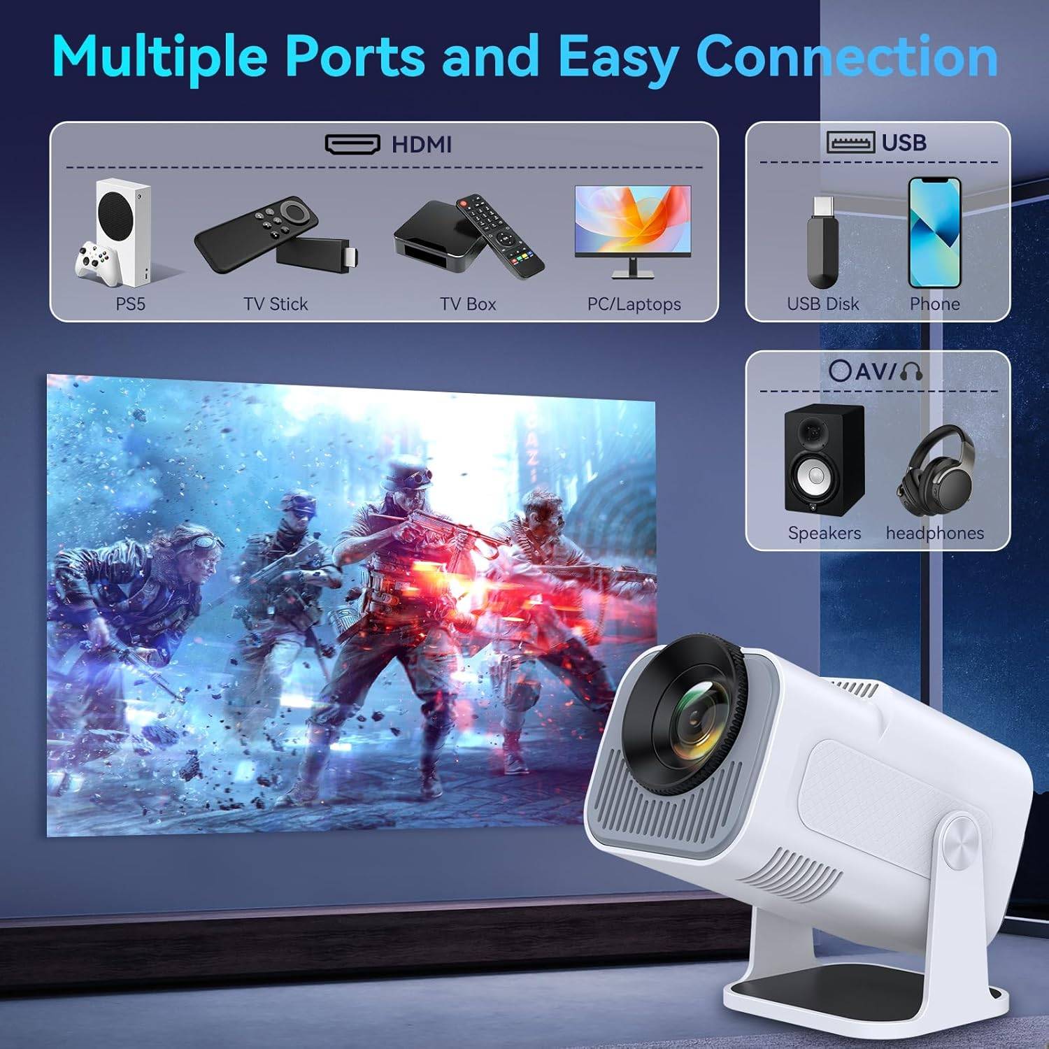 Mini Projector with Android,  1080P 4K Full HD Portable Projecto - photo 2