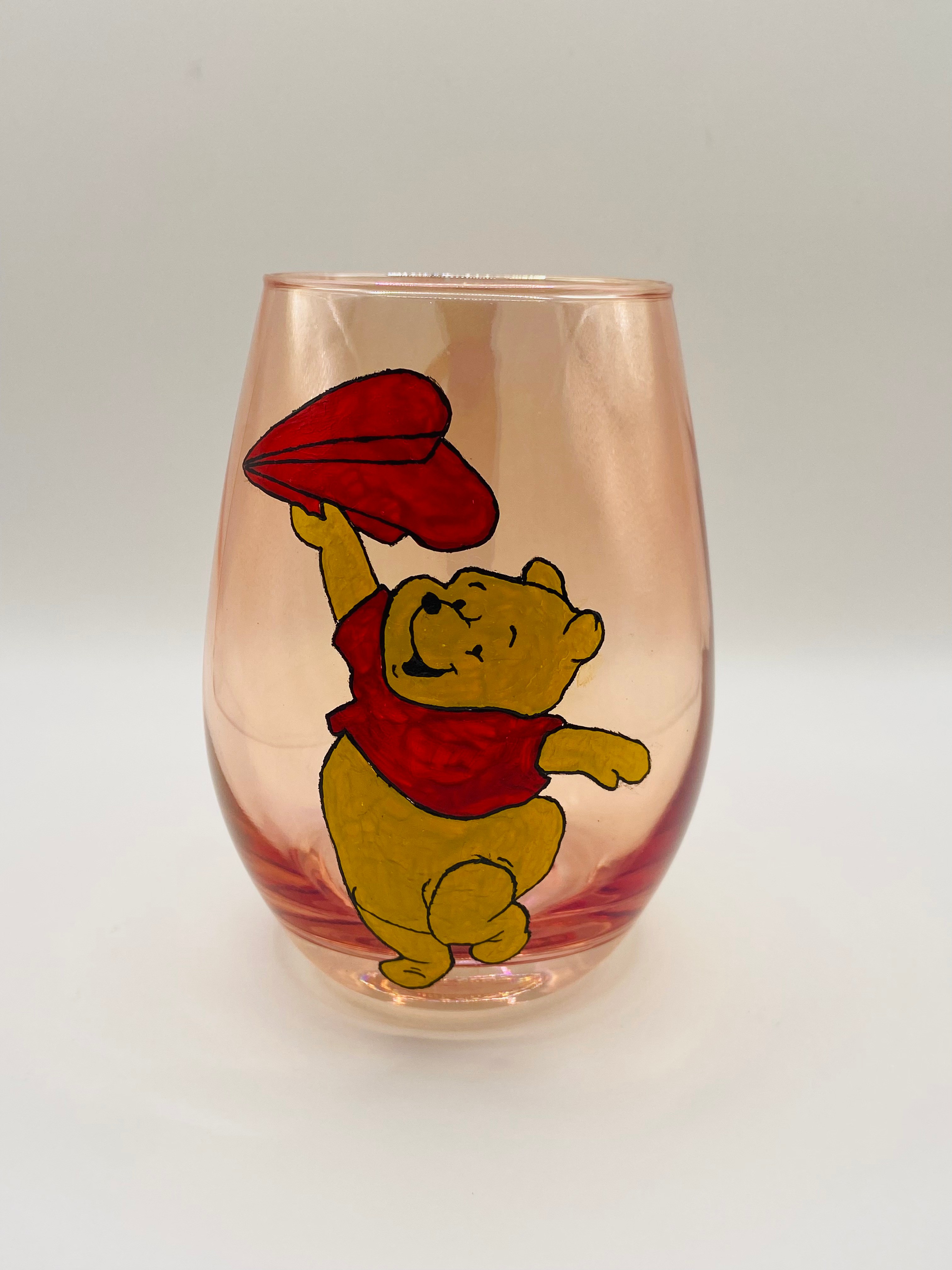 Hand Painted Winnie the Pooh Stemless Wine Glasses - Set of 4 - photo 5