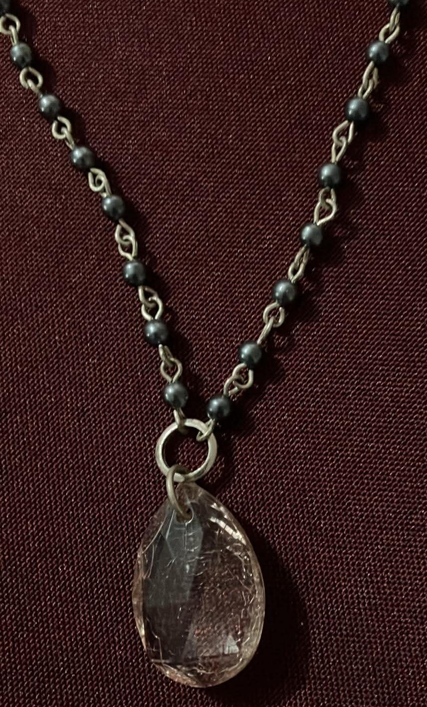 Necklace Black Beads and Drop Bead - 16 Inches - photo 2