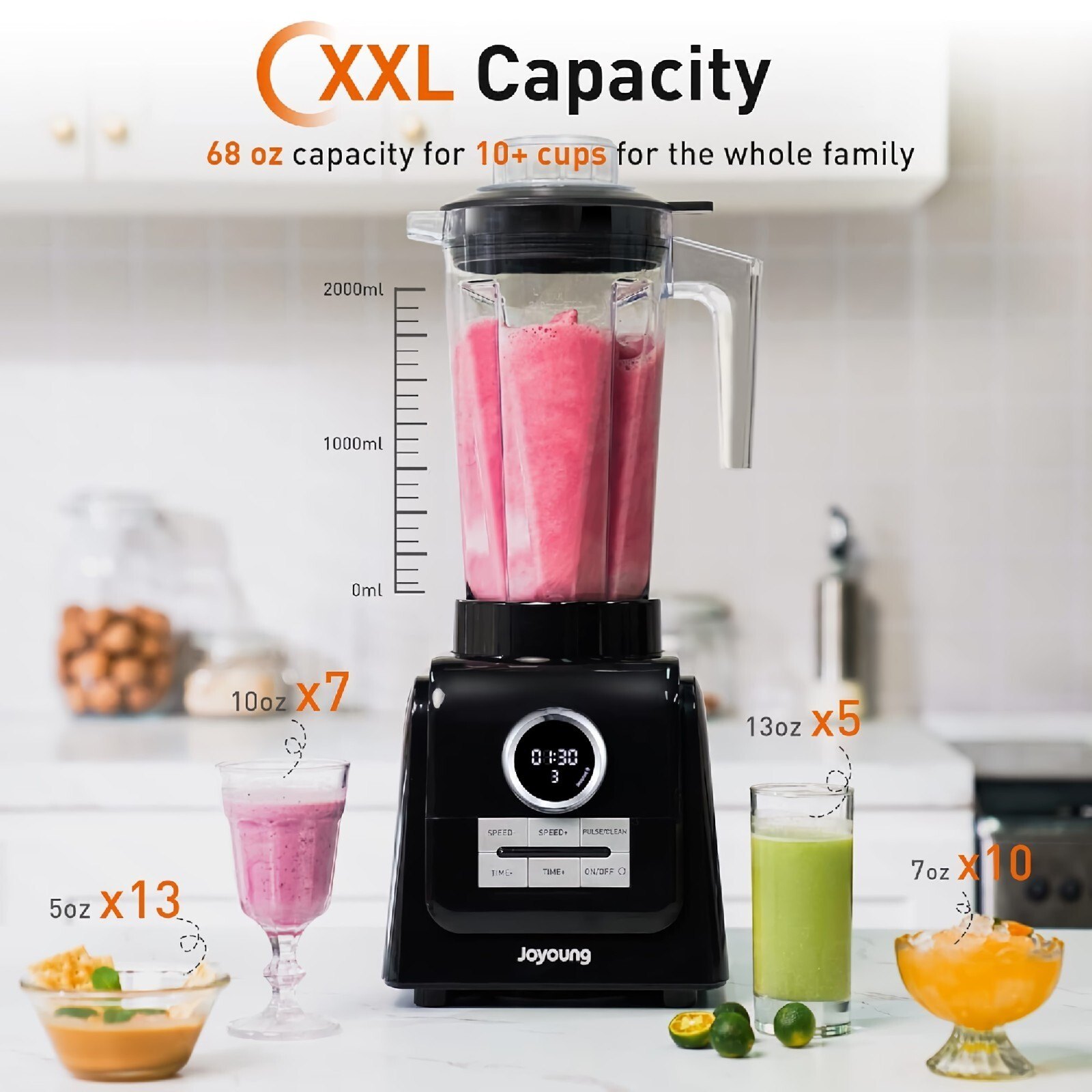 JOYOUNG 2L Professional Blender 1300W w/LED Screen - 10 Speed - photo 2