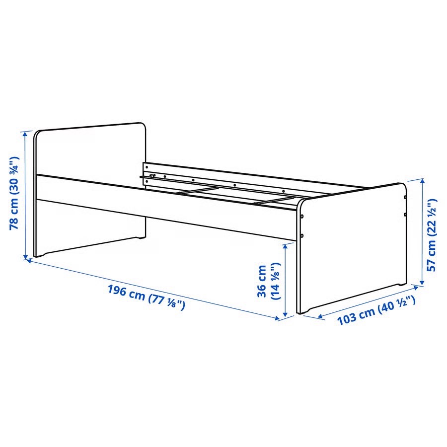 Complete IKEA Twin Bed Set: SLÄKT Bed + Mattress + Nightstand - photo 5