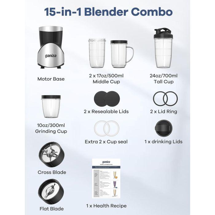 Brand New Ganiza 15-in-1 Multifunction Blender | 4 BPA-Free Cup - photo 4