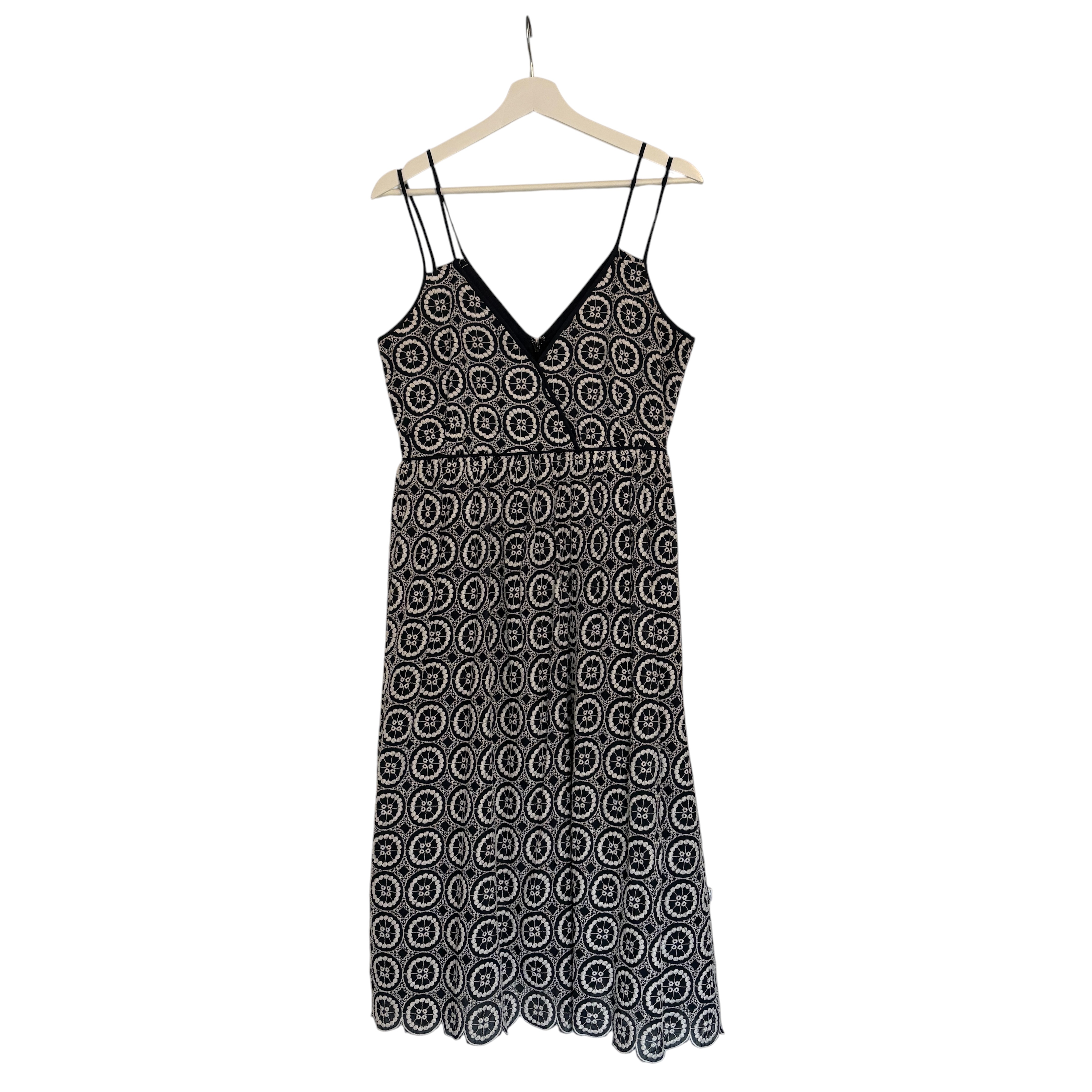 J.Crew Navy White Eyelet Midi Dress Size Small Double Strap - photo 4