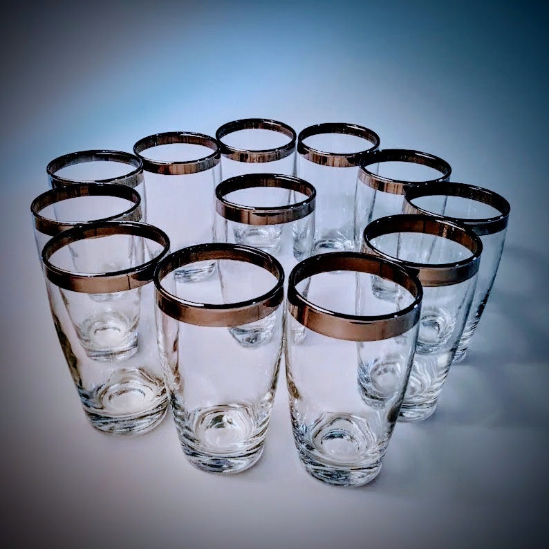 12 Silver Rimmed Vintage Glasses - photo 2