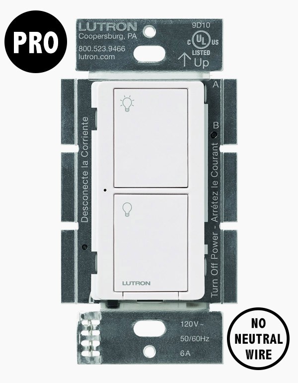Lutron Caseta PRO 5A in-wall, no neutral switch, PD-5WS-DV-WH - photo 3